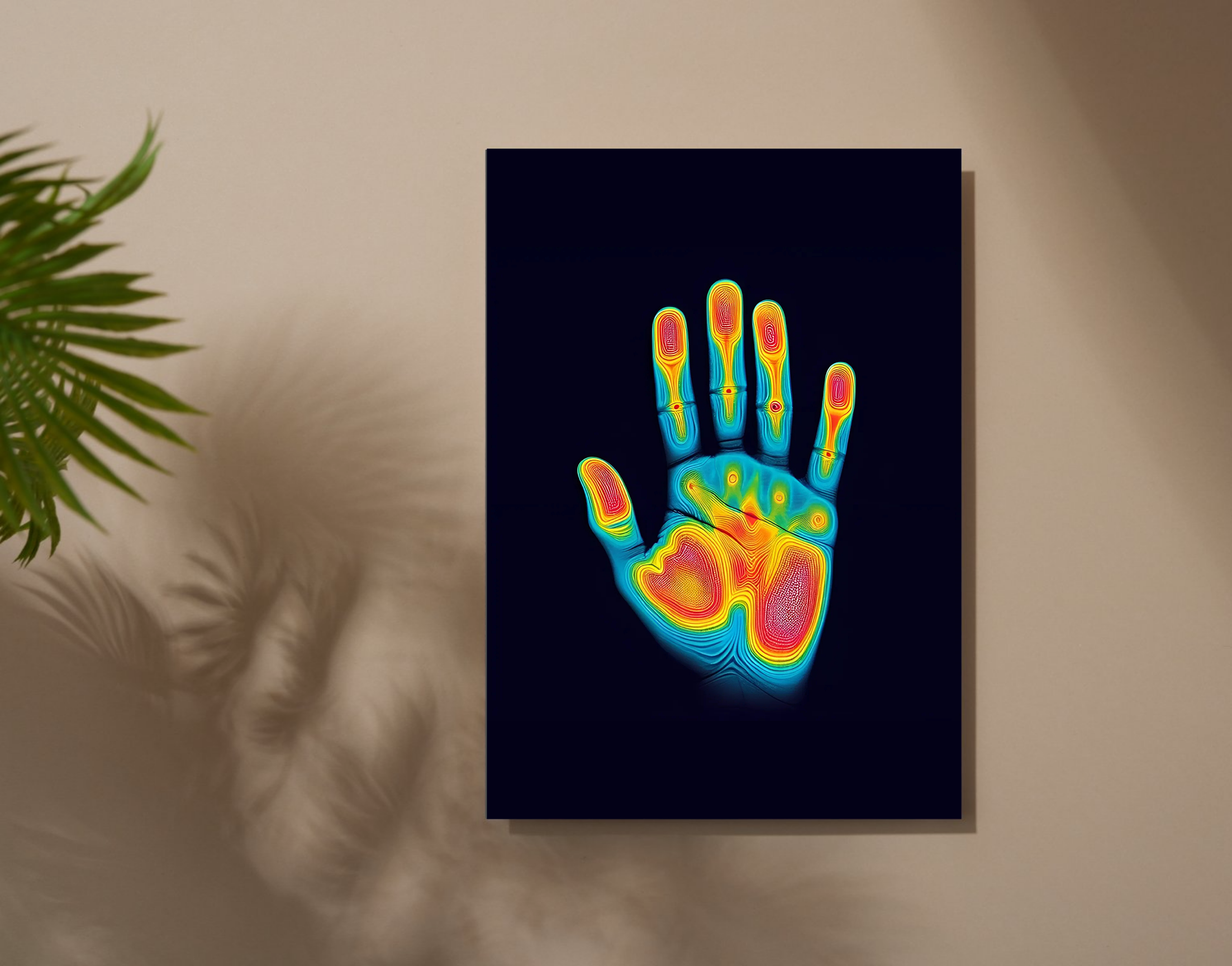 "Human vs Robot Palm Ray"- Shiny & Sturdy Metallic Poster Art That Pops & Sticks