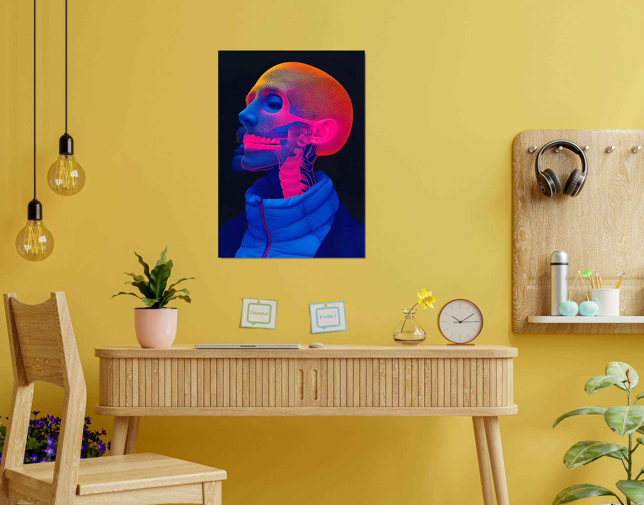 "Human vs Robot Skeleton View"- Shiny & Sturdy Metallic Poster Art That Pops & Sticks