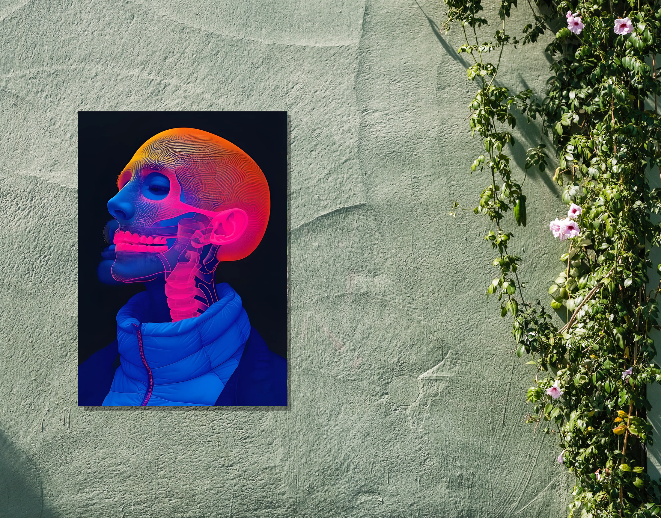 "Human vs Robot Skeleton View"- Shiny & Sturdy Metallic Poster Art That Pops & Sticks