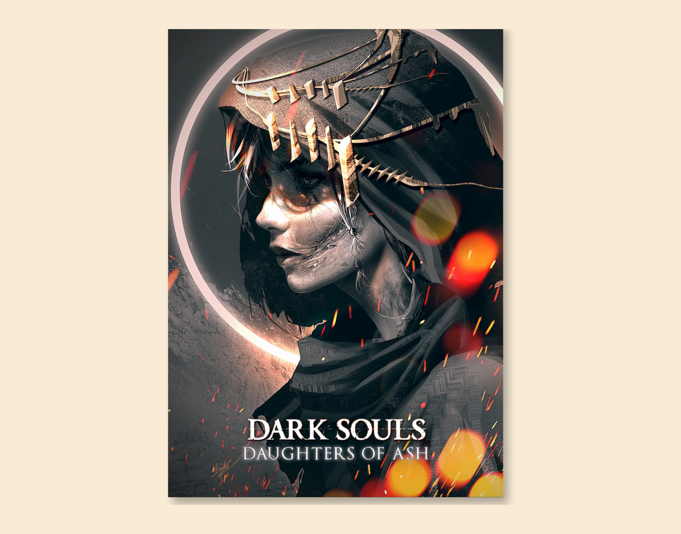 "DARK SOULS: DAUGHTERS OF ASH- GAMING"- Shiny & Sturdy Metallic Poster Art That Pops & Sticks (Literally!)