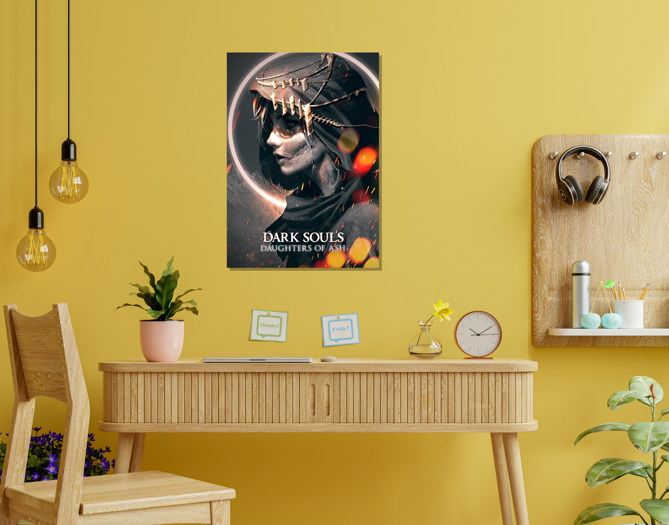 "DARK SOULS: DAUGHTERS OF ASH- GAMING"- Shiny & Sturdy Metallic Poster Art That Pops & Sticks (Literally!)