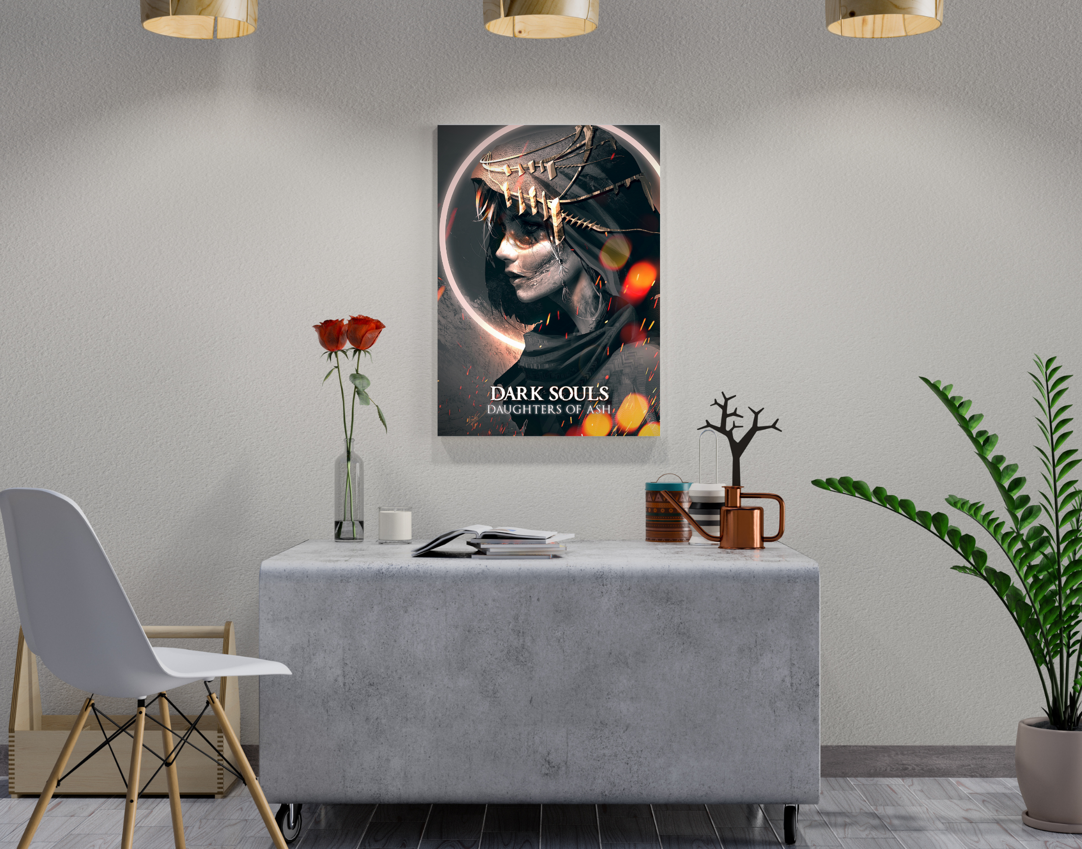 "DARK SOULS: DAUGHTERS OF ASH- GAMING"- Shiny & Sturdy Metallic Poster Art That Pops & Sticks (Literally!)