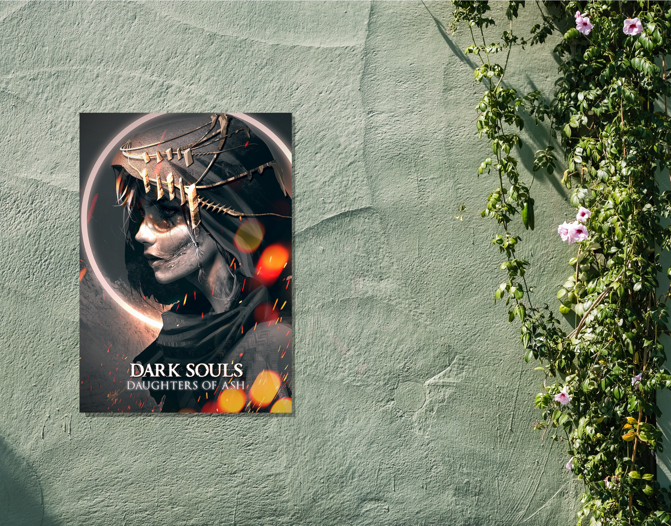 "DARK SOULS: DAUGHTERS OF ASH- GAMING"- Shiny & Sturdy Metallic Poster Art That Pops & Sticks (Literally!)