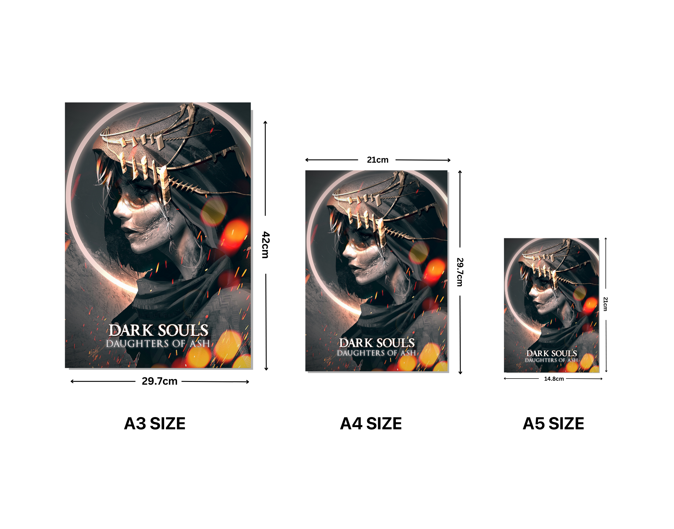 "DARK SOULS: DAUGHTERS OF ASH- GAMING"- Shiny & Sturdy Metallic Poster Art That Pops & Sticks (Literally!)