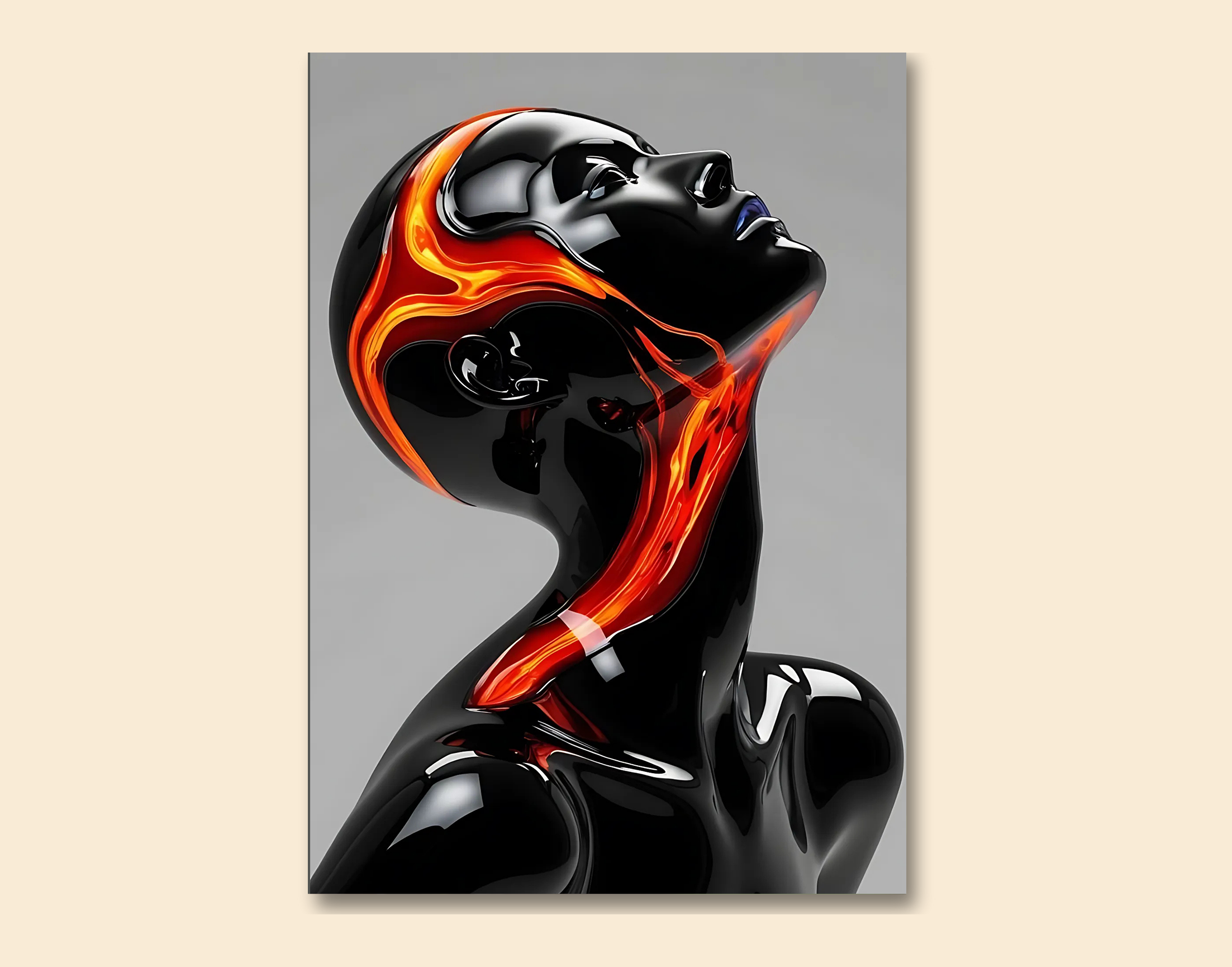 "Flow Like Lava-Orange Vein"- Shiny & Sturdy Metallic Poster Art That Pops & Sticks