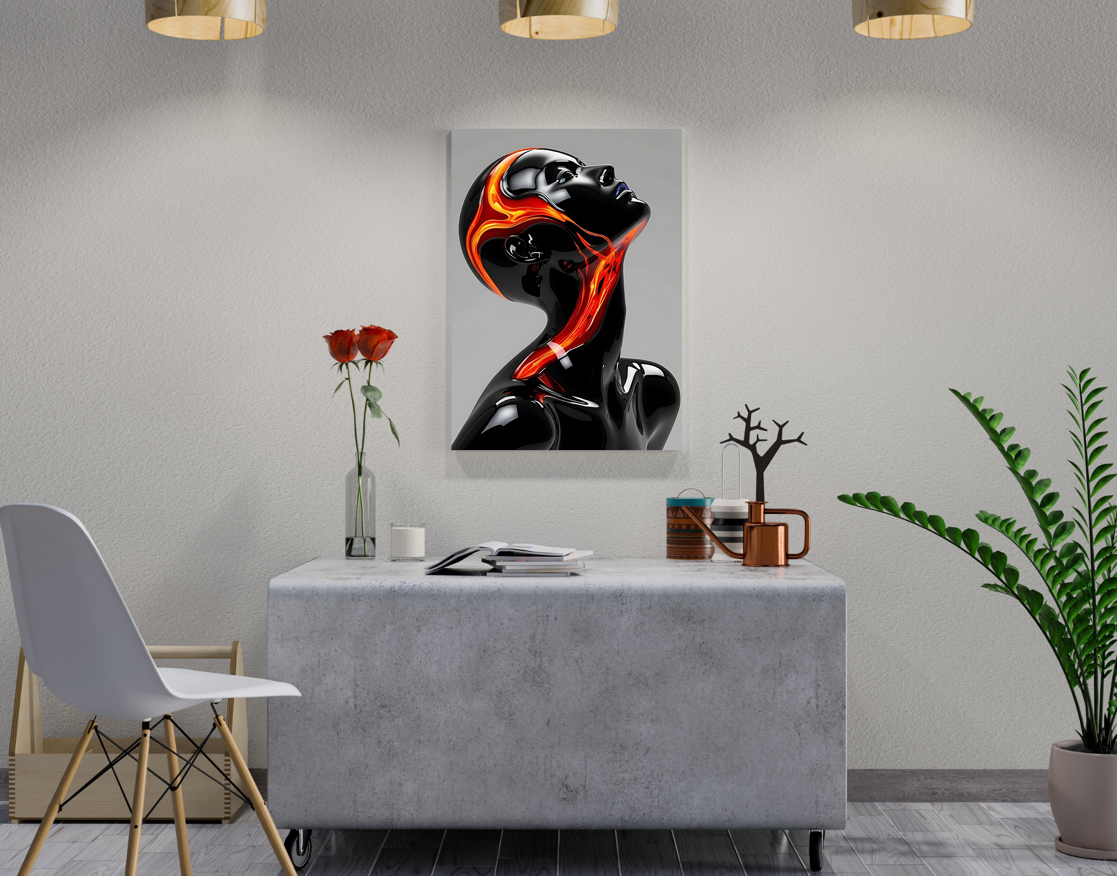 "Flow Like Lava-Orange Vein"- Shiny & Sturdy Metallic Poster Art That Pops & Sticks