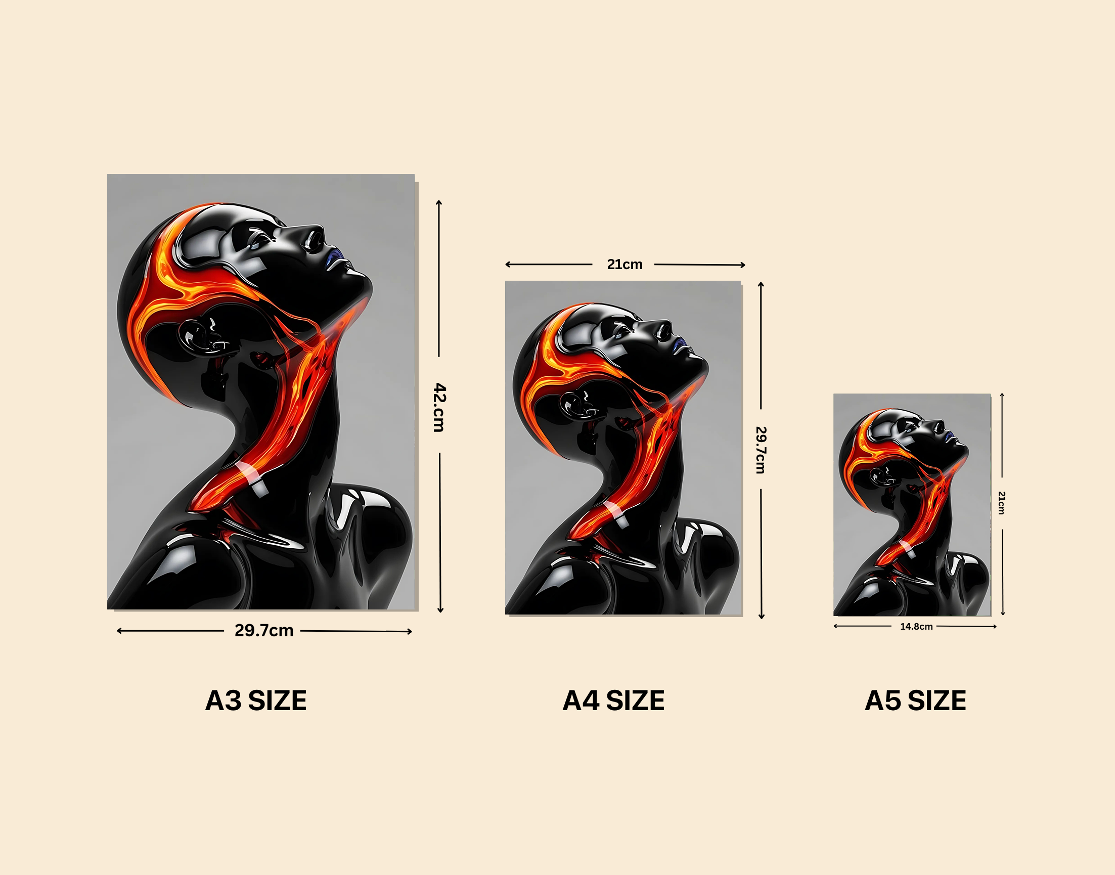 "Flow Like Lava-Orange Vein"- Shiny & Sturdy Metallic Poster Art That Pops & Sticks