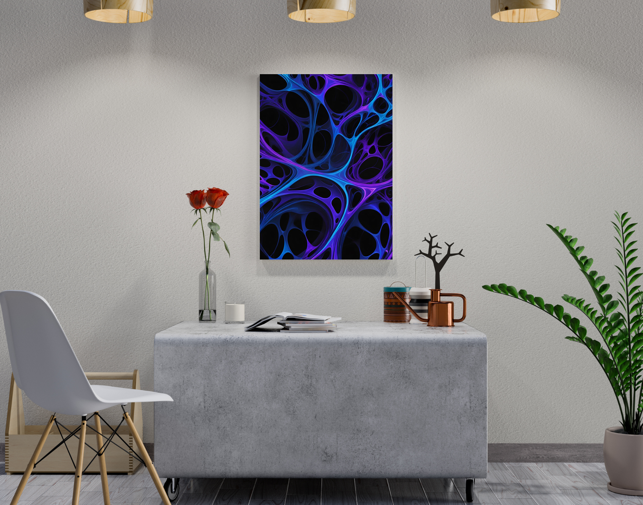 "Blue Web Abstract Theme"- Shiny & Sturdy Metallic Poster Art That Pops & Sticks