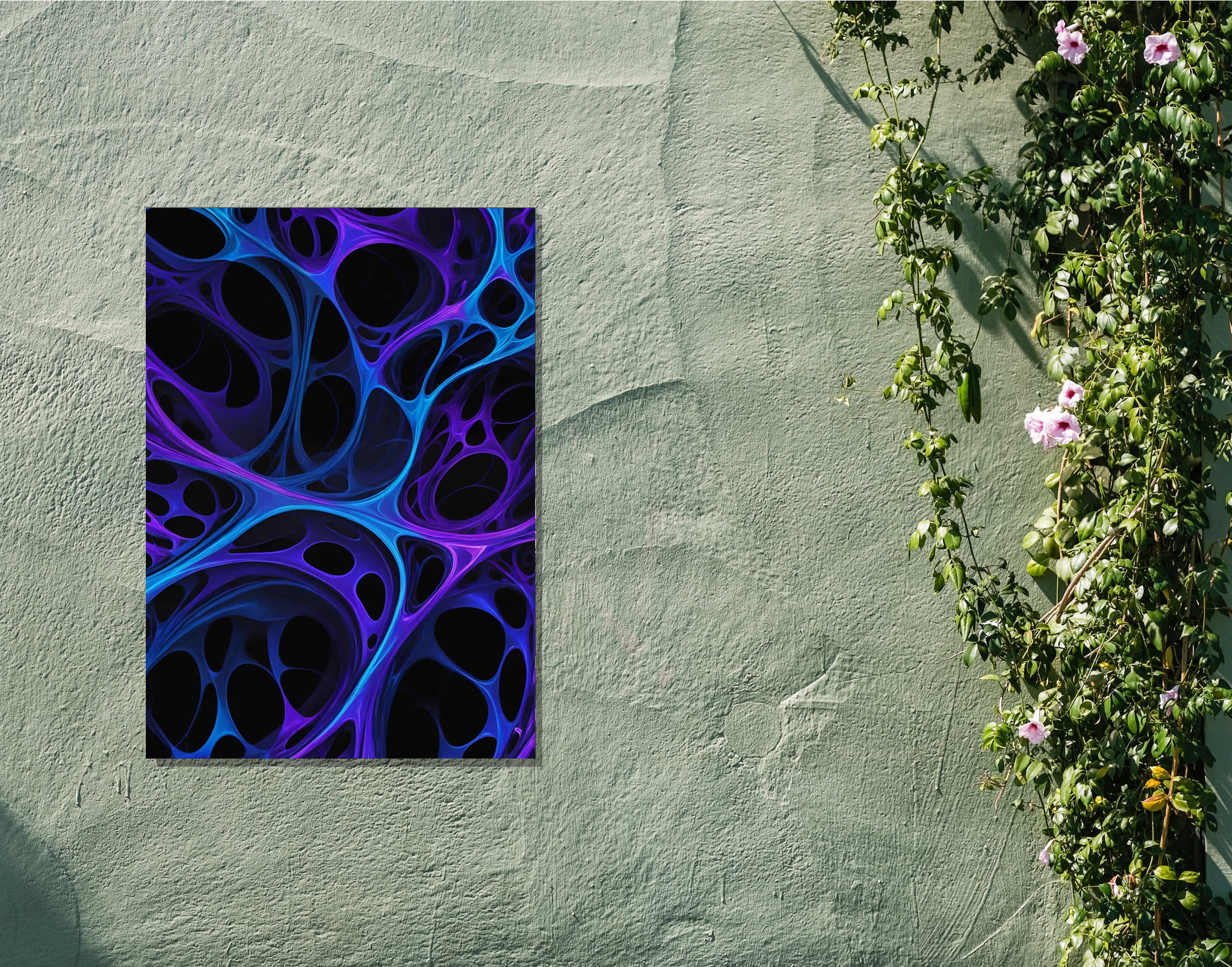 "Blue Web Abstract Theme"- Shiny & Sturdy Metallic Poster Art That Pops & Sticks