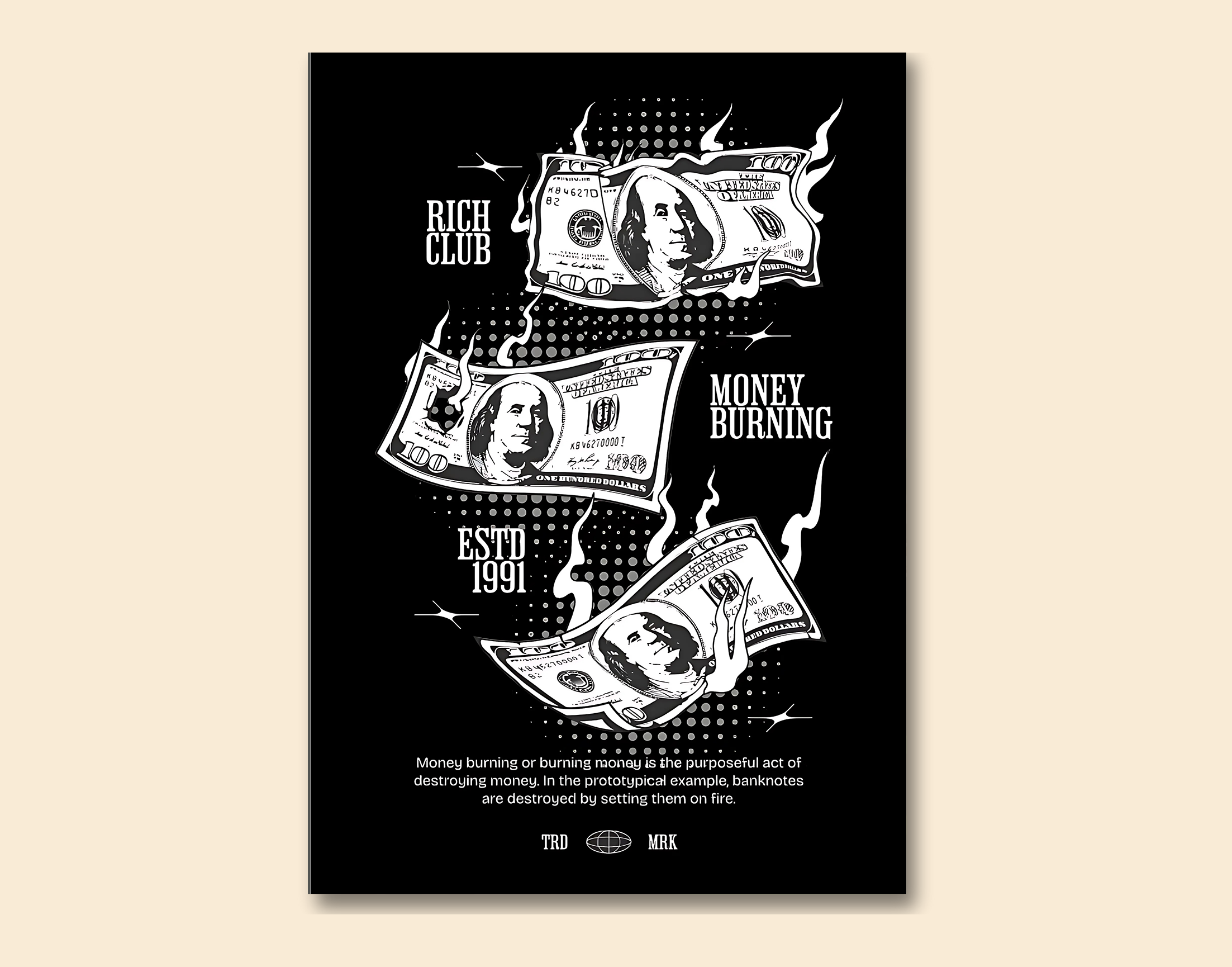 "Money Money Money- Rich World"- Shiny & Sturdy Metallic Poster Art That Pops & Sticks