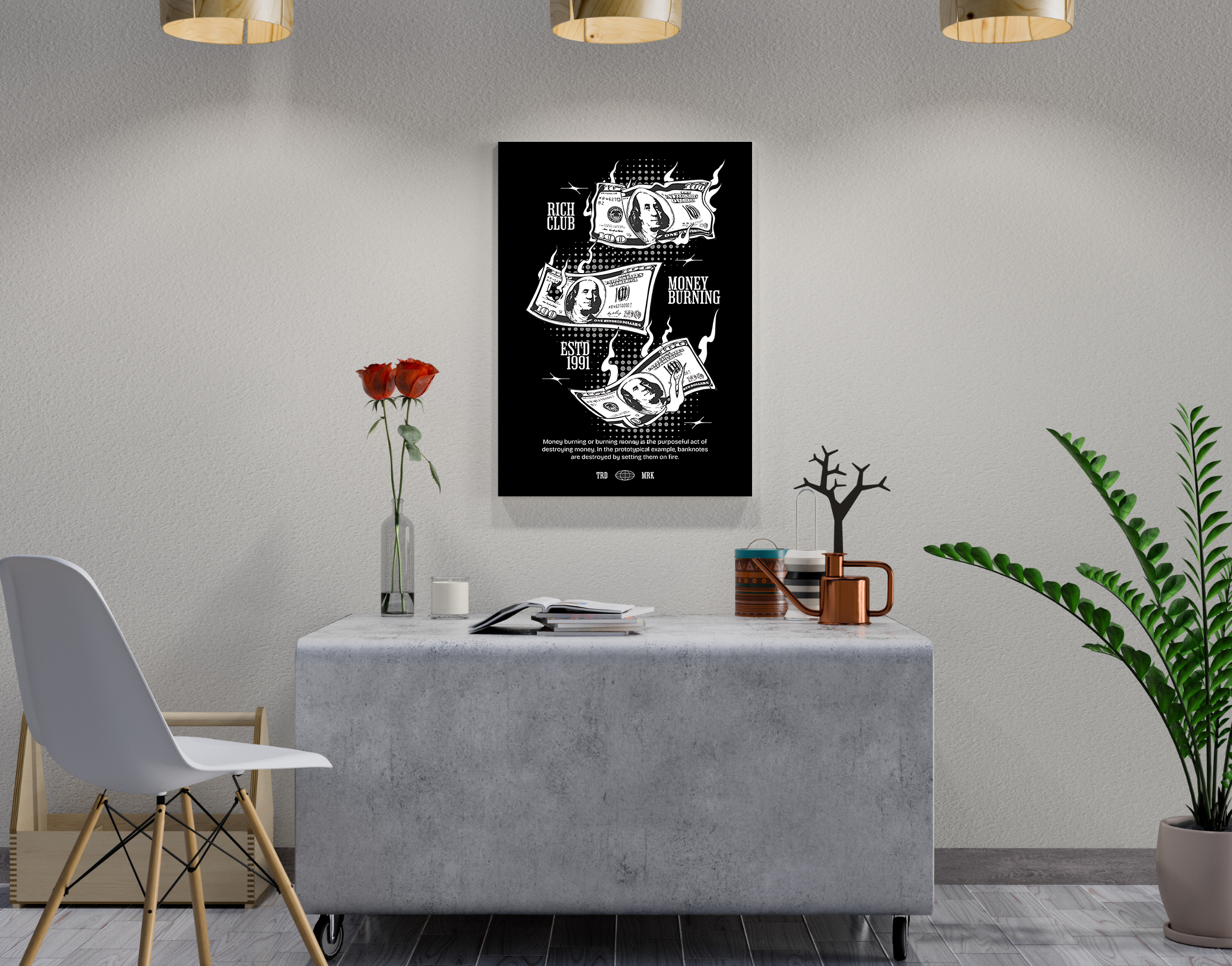 "Money Money Money- Rich World"- Shiny & Sturdy Metallic Poster Art That Pops & Sticks