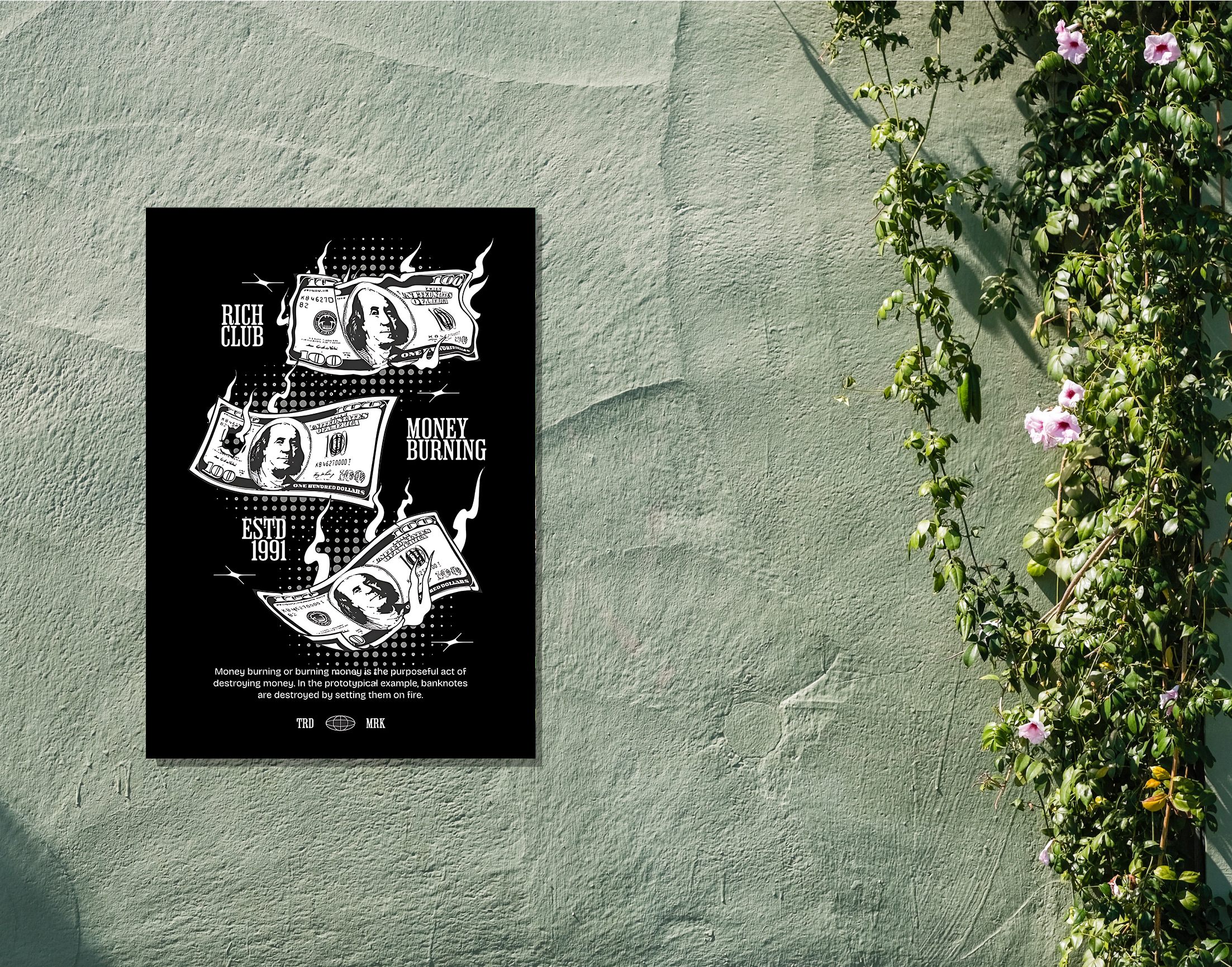 "Money Money Money- Rich World"- Shiny & Sturdy Metallic Poster Art That Pops & Sticks