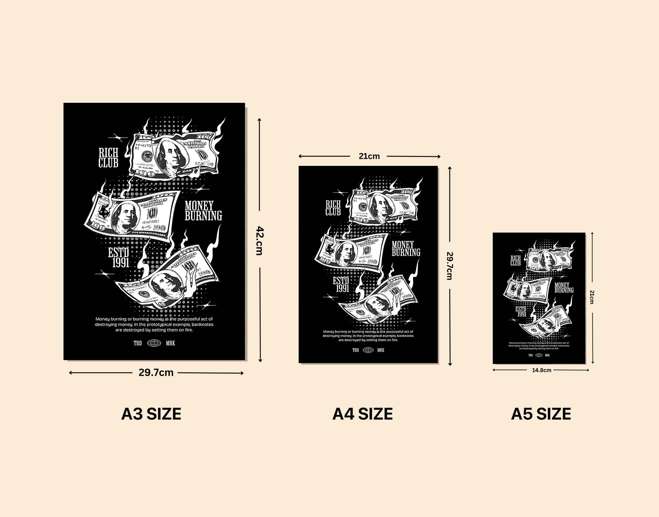 "Money Money Money- Rich World"- Shiny & Sturdy Metallic Poster Art That Pops & Sticks