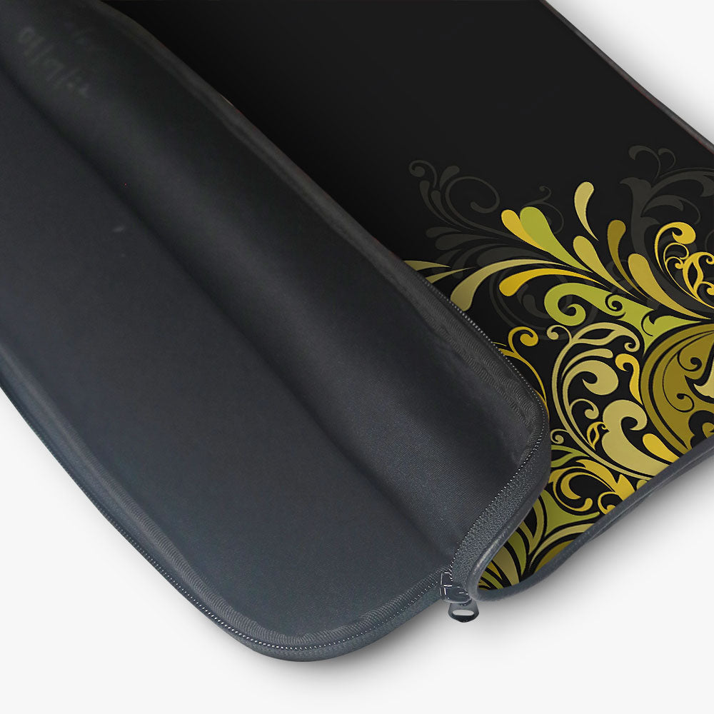 " Black Abstract Leaf" Laptop Sleeves:Bold Modern Design for Every Size