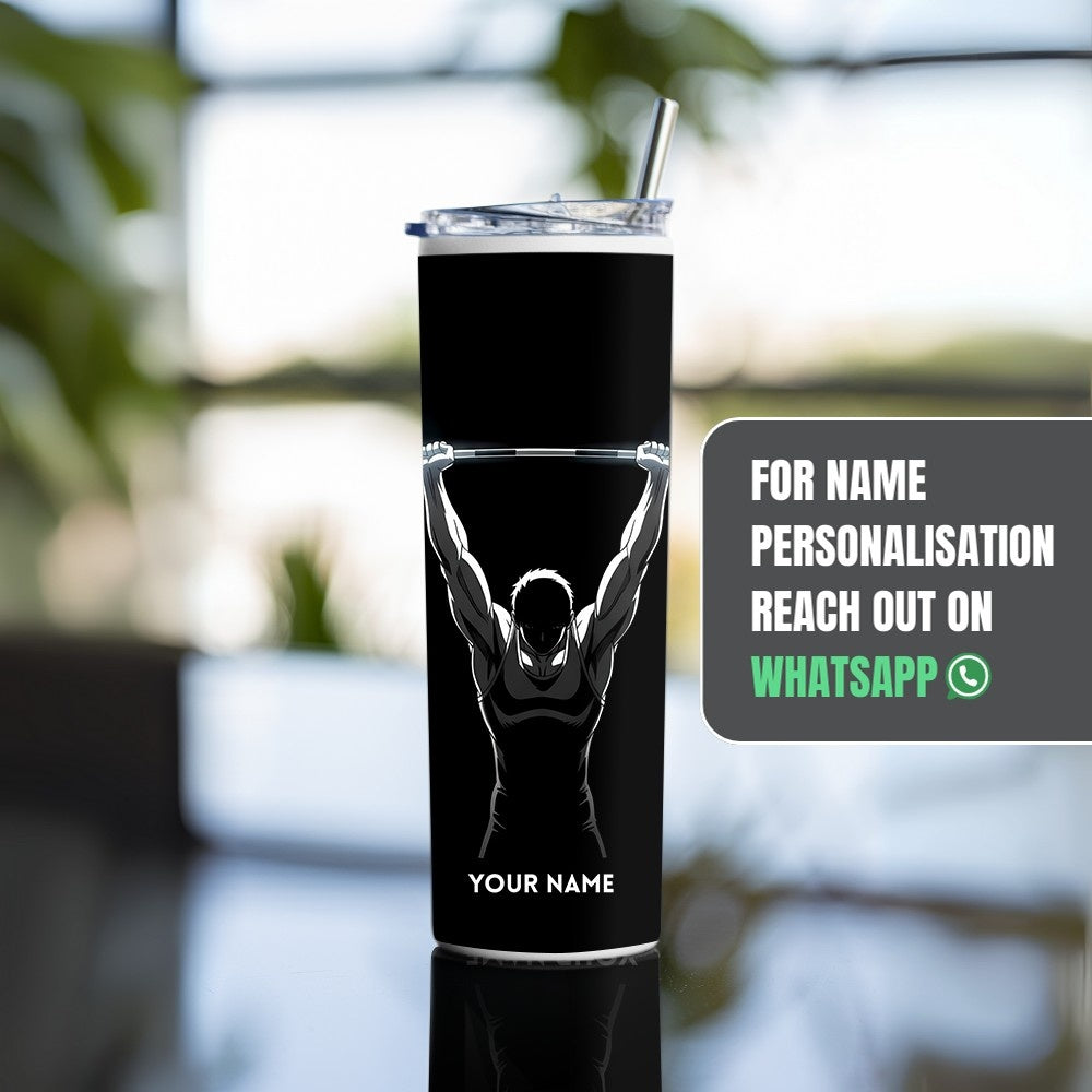 "Power: Weightlifter" Tumbler with Metal Straw