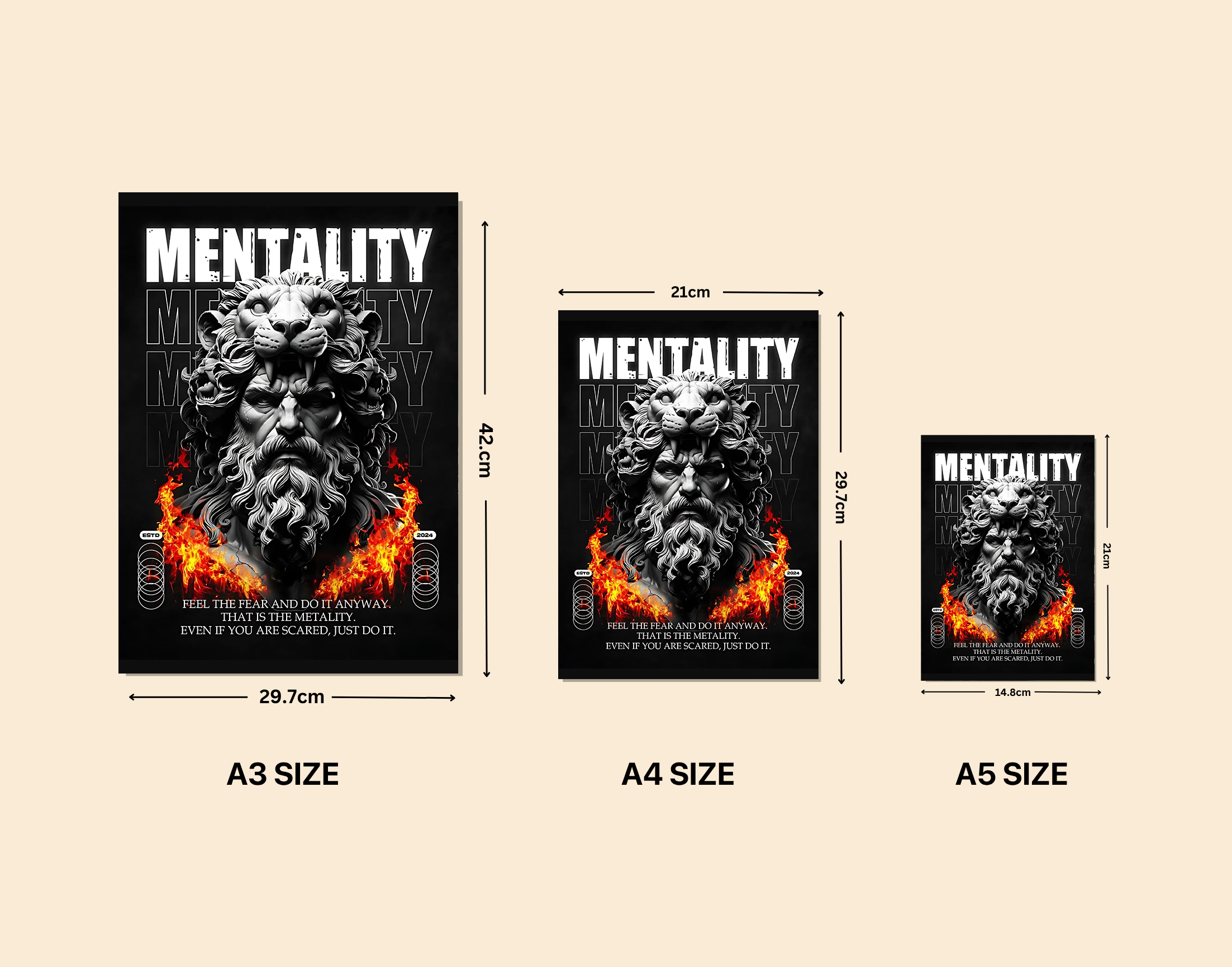 "Lion Mentality"- Shiny & Sturdy Metallic Poster Art That Pops & Sticks