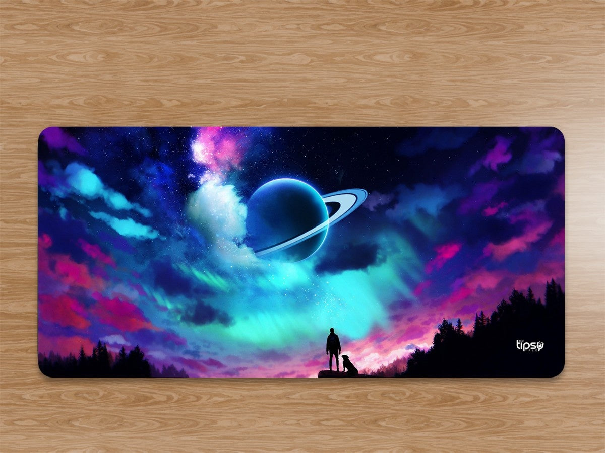 "Aurora and planet in the Sky" Gaming Mousepad Elevate Your Gaming Experience