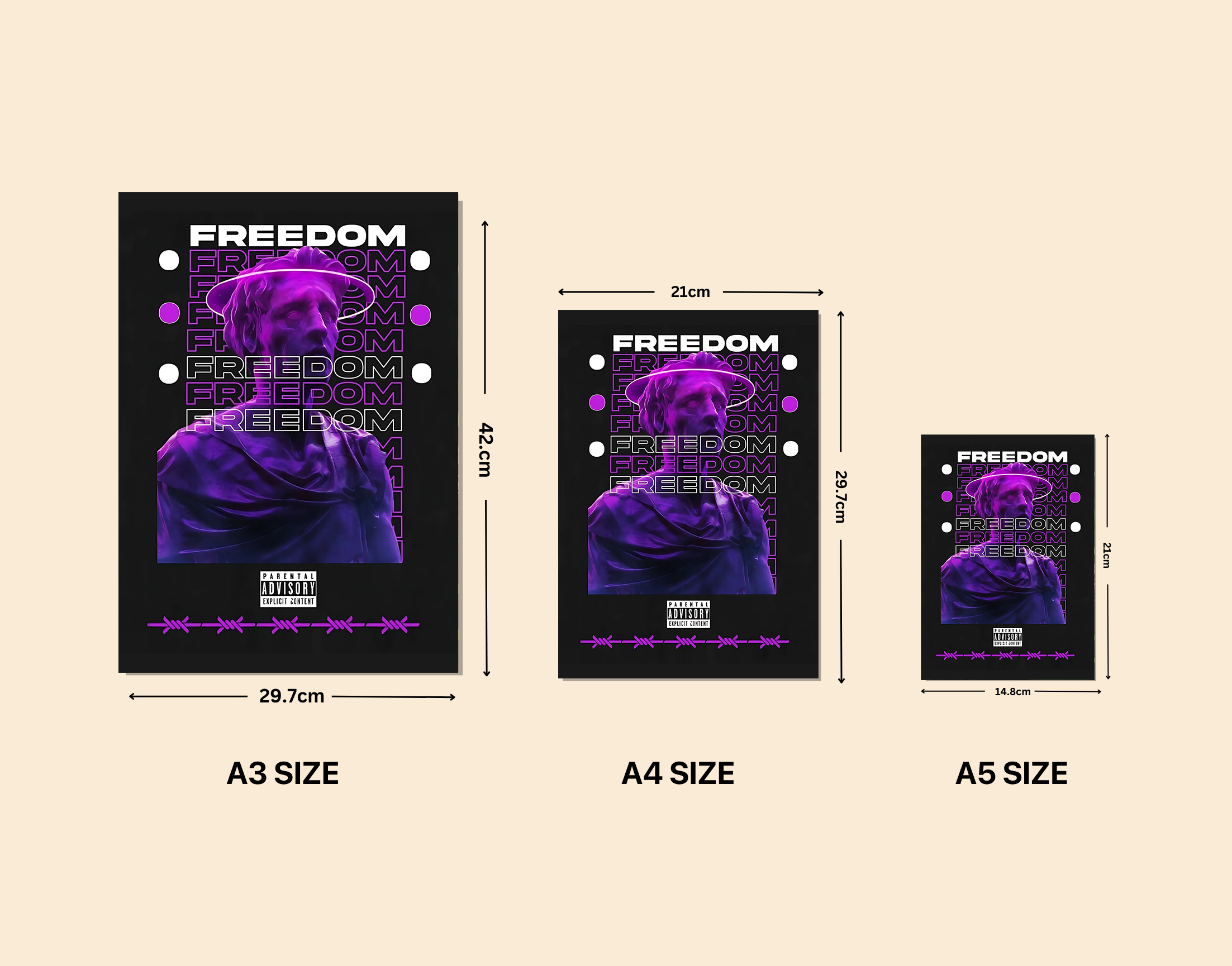 "Techno Freedom"- Shiny & Sturdy Metallic Poster Art That Pops & Sticks