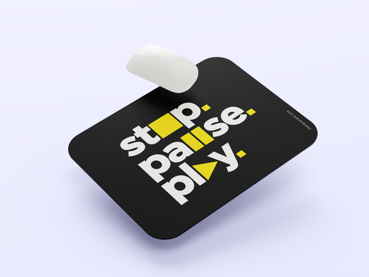 "Stop Pause Play" Mousepad Enhance Your Workspace with Style