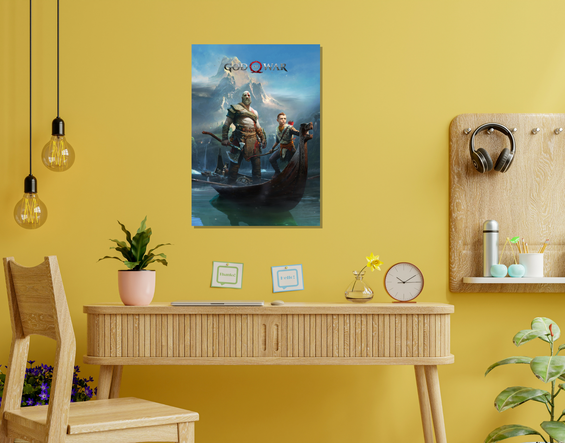 "GOD OF WAR: ATREUS & KRATOS GAMING"- Shiny & Sturdy Metallic Poster Art That Pops & Sticks (Literally!)