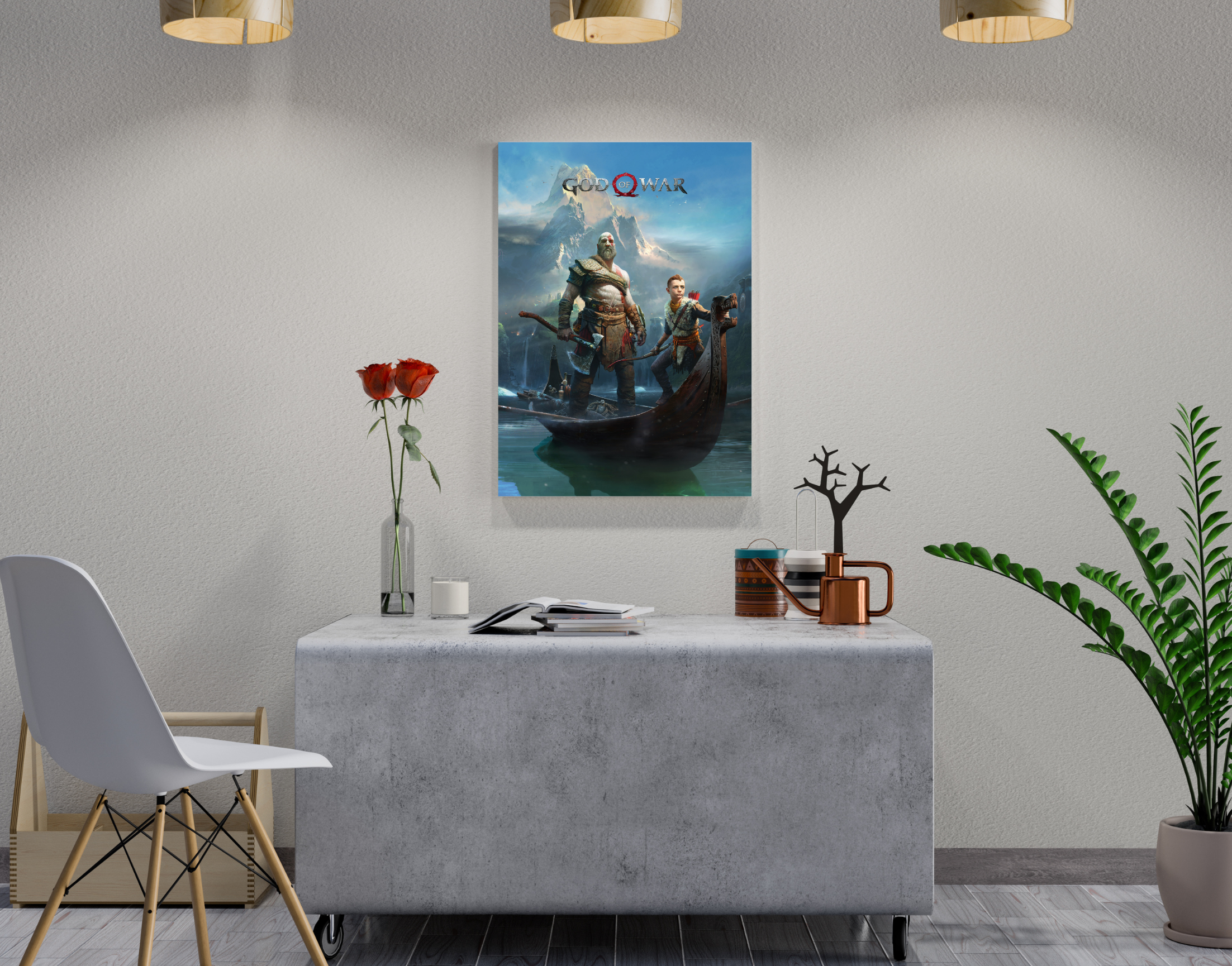 "GOD OF WAR: ATREUS & KRATOS GAMING"- Shiny & Sturdy Metallic Poster Art That Pops & Sticks (Literally!)