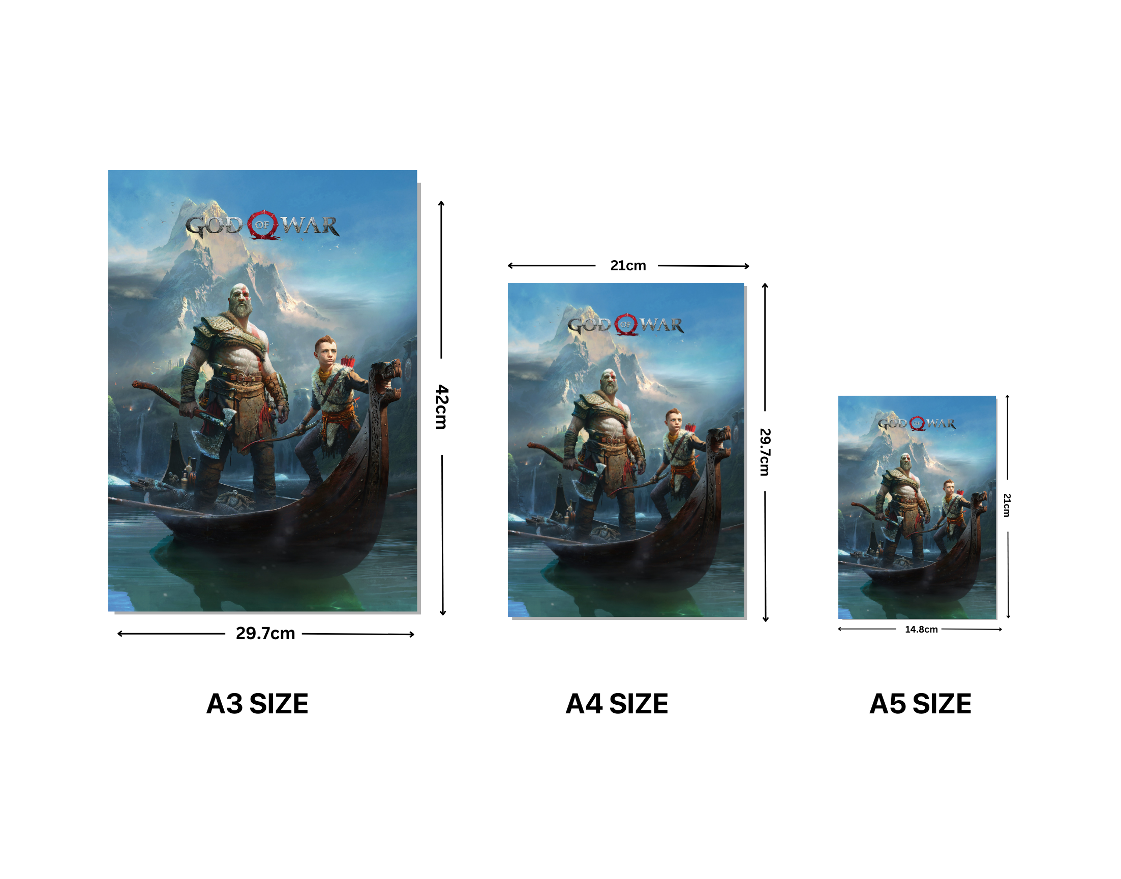 "GOD OF WAR: ATREUS & KRATOS GAMING"- Shiny & Sturdy Metallic Poster Art That Pops & Sticks (Literally!)