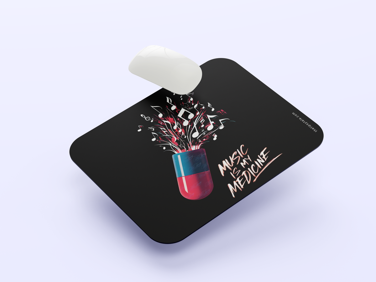 "Music Is My Medicine" Mousepad Enhance Your Workspace with Style