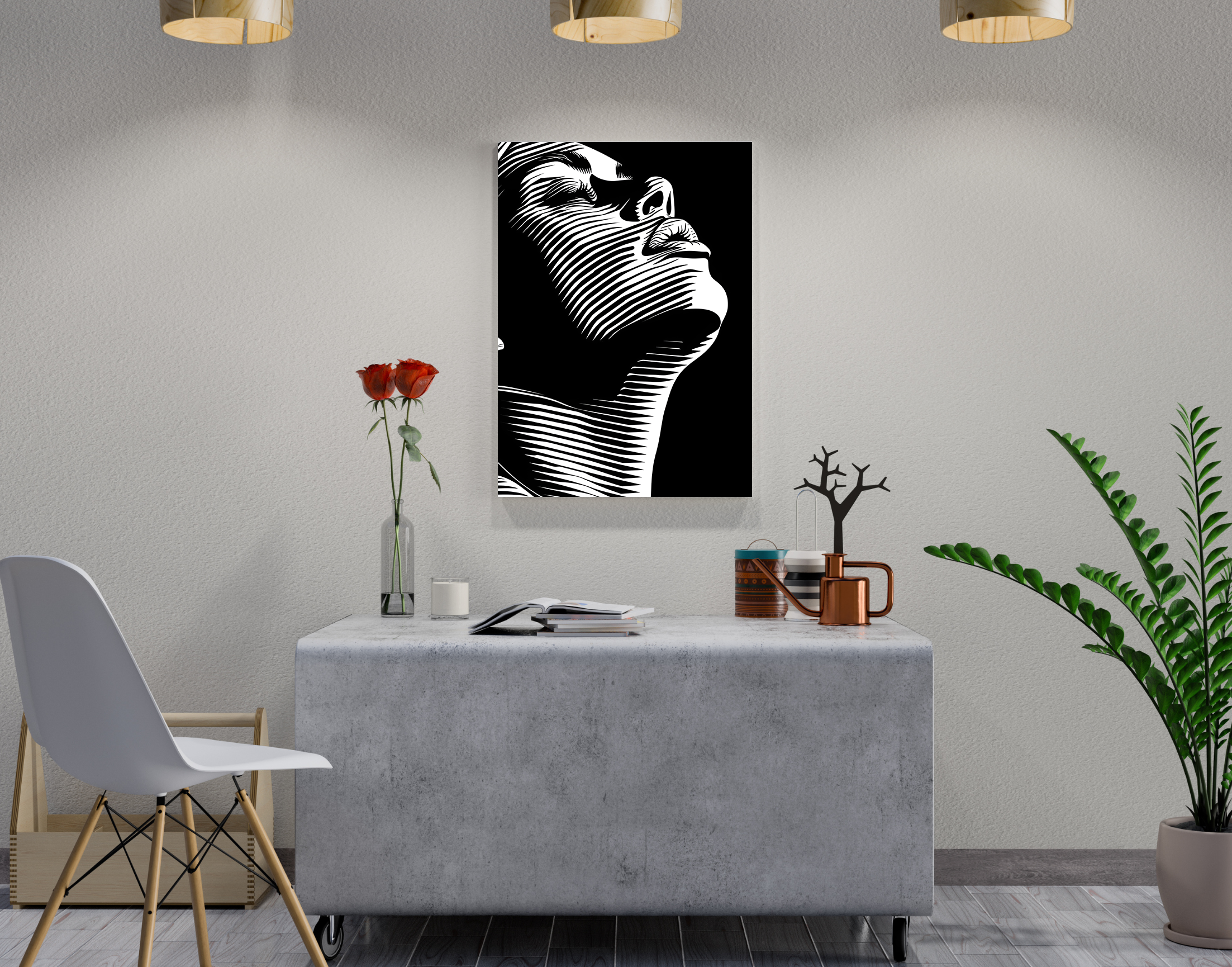 "B&W TECHNO WOMEN VIEW"- Shiny & Sturdy Metallic Poster Art That Pops & Sticks