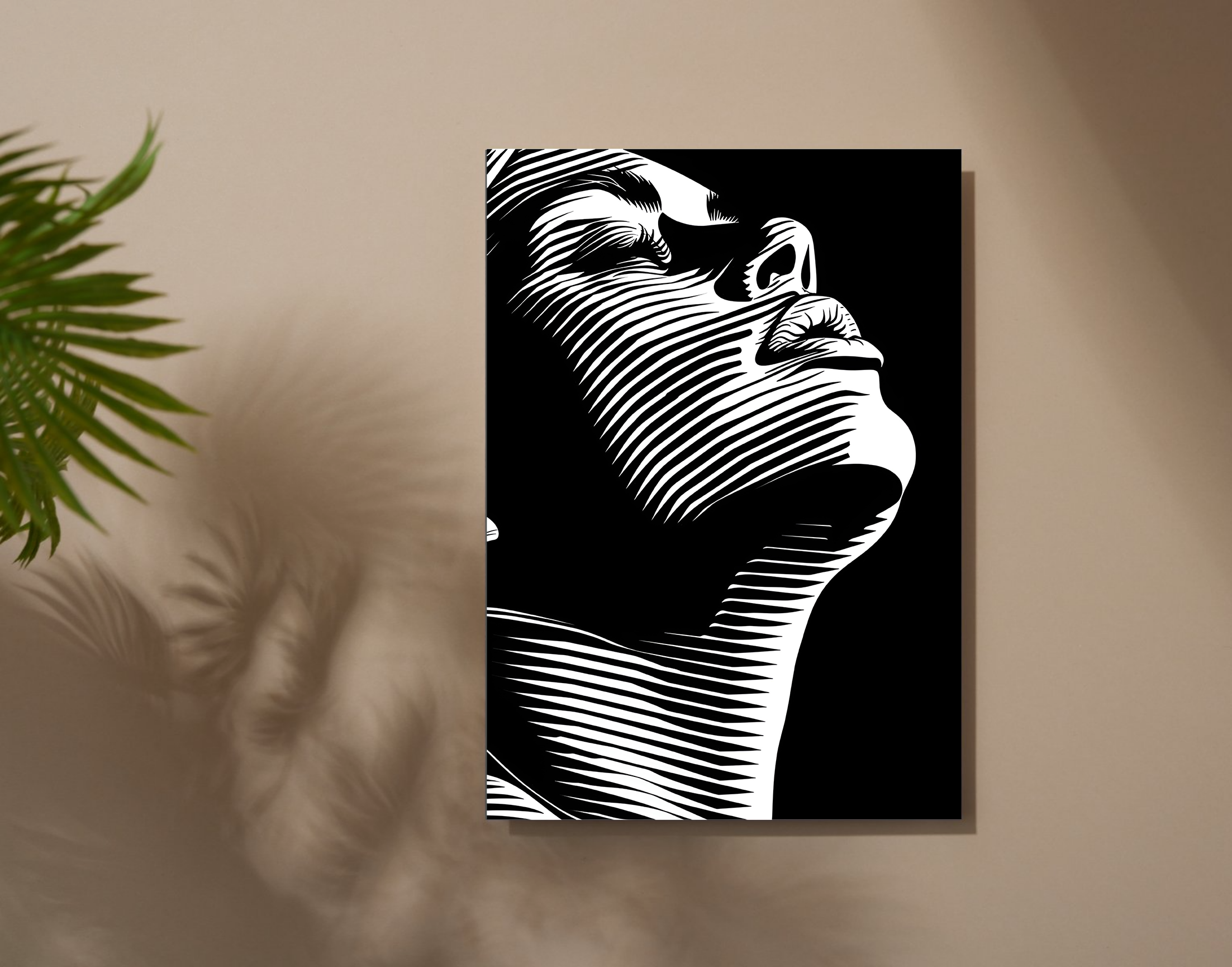 "B&W TECHNO WOMEN VIEW"- Shiny & Sturdy Metallic Poster Art That Pops & Sticks