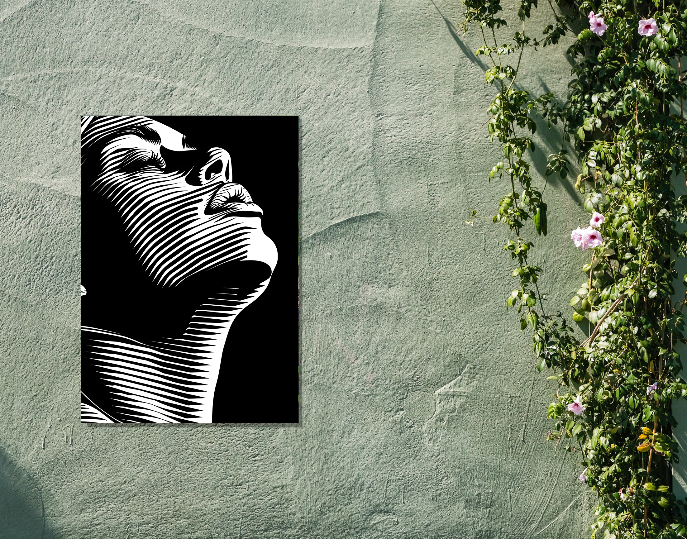 "B&W TECHNO WOMEN VIEW"- Shiny & Sturdy Metallic Poster Art That Pops & Sticks