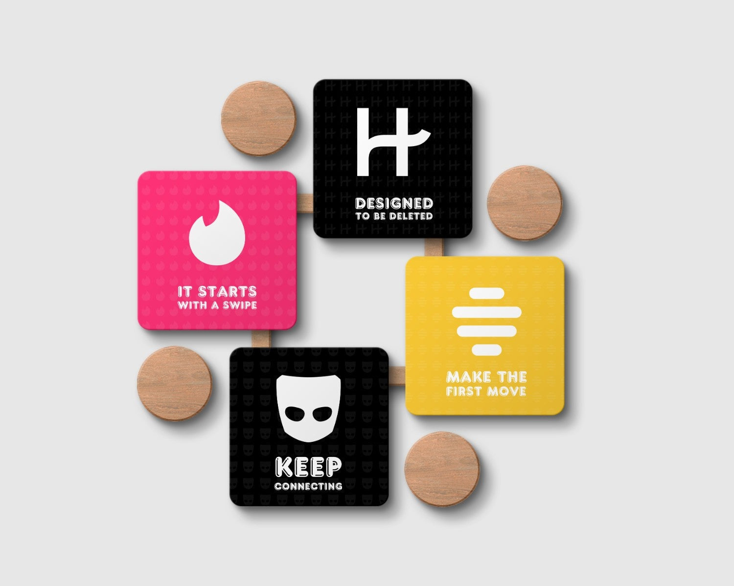 Swipe Right for Love' Dating App Coaster Set of 4