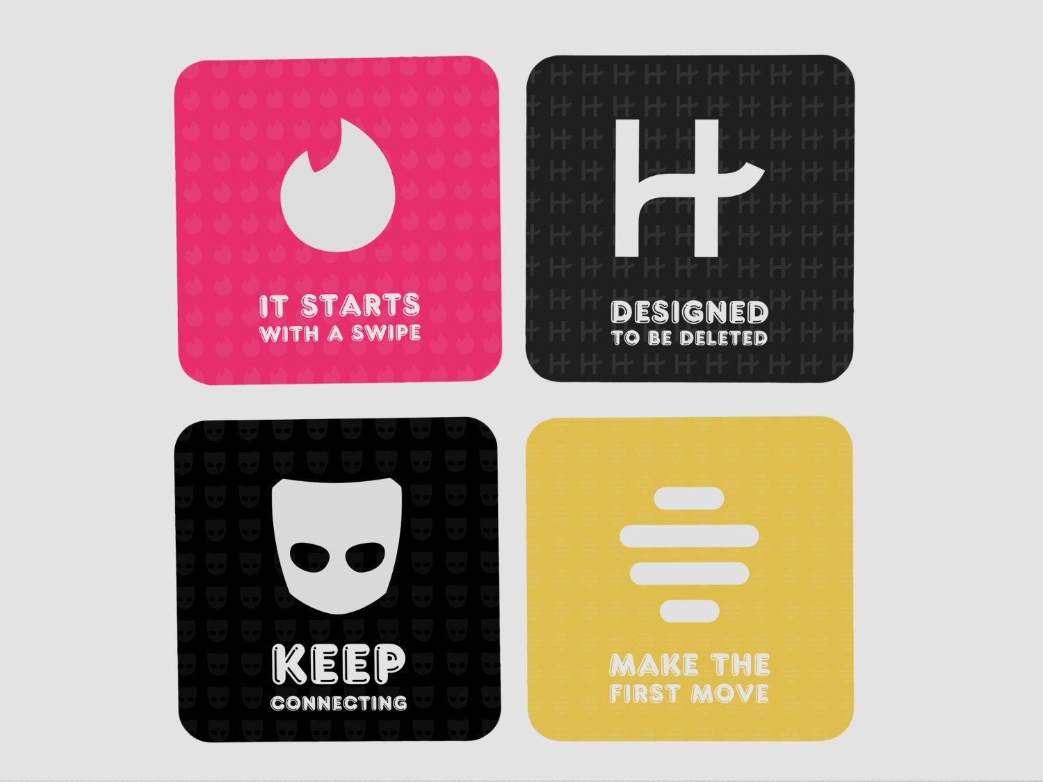 Swipe Right for Love' Dating App Coaster Set of 4