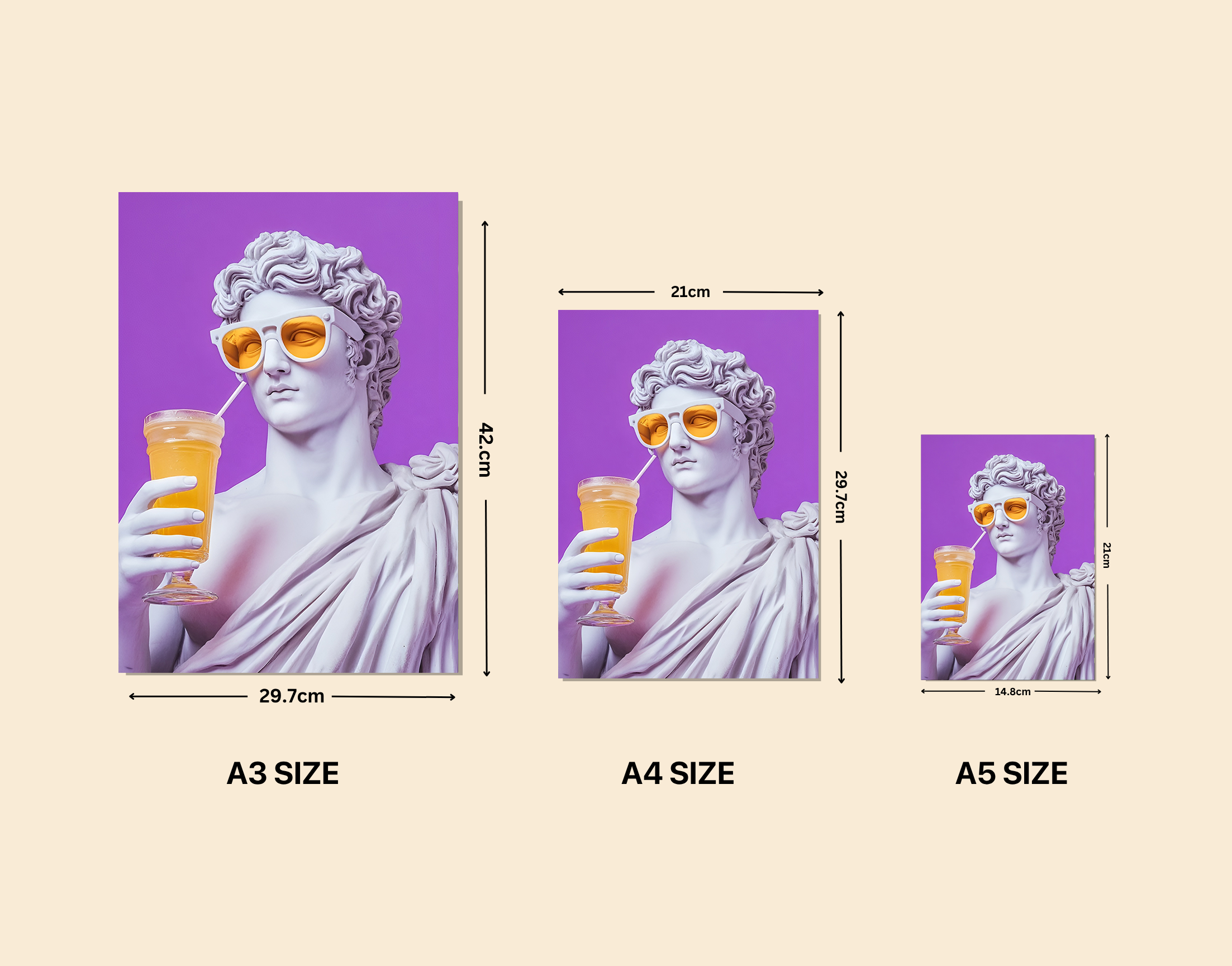 "Michelangelo: The Wild David Drink"- Shiny & Sturdy Metallic Poster Art That Pops & Sticks