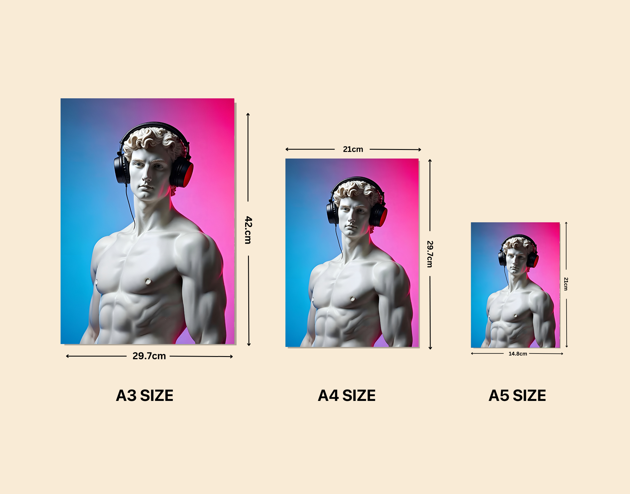 "Michelangelo: The 6 PACK"- Shiny & Sturdy Metallic Poster Art That Pops & Sticks