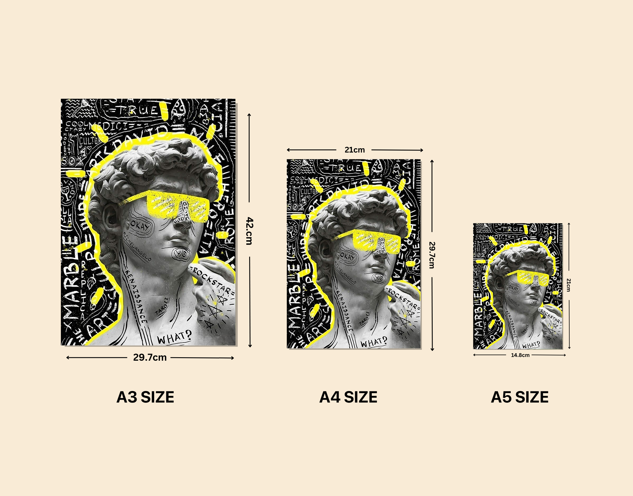 "Biblical David: Genz Art"- Shiny & Sturdy Metallic Poster Art That Pops & Sticks