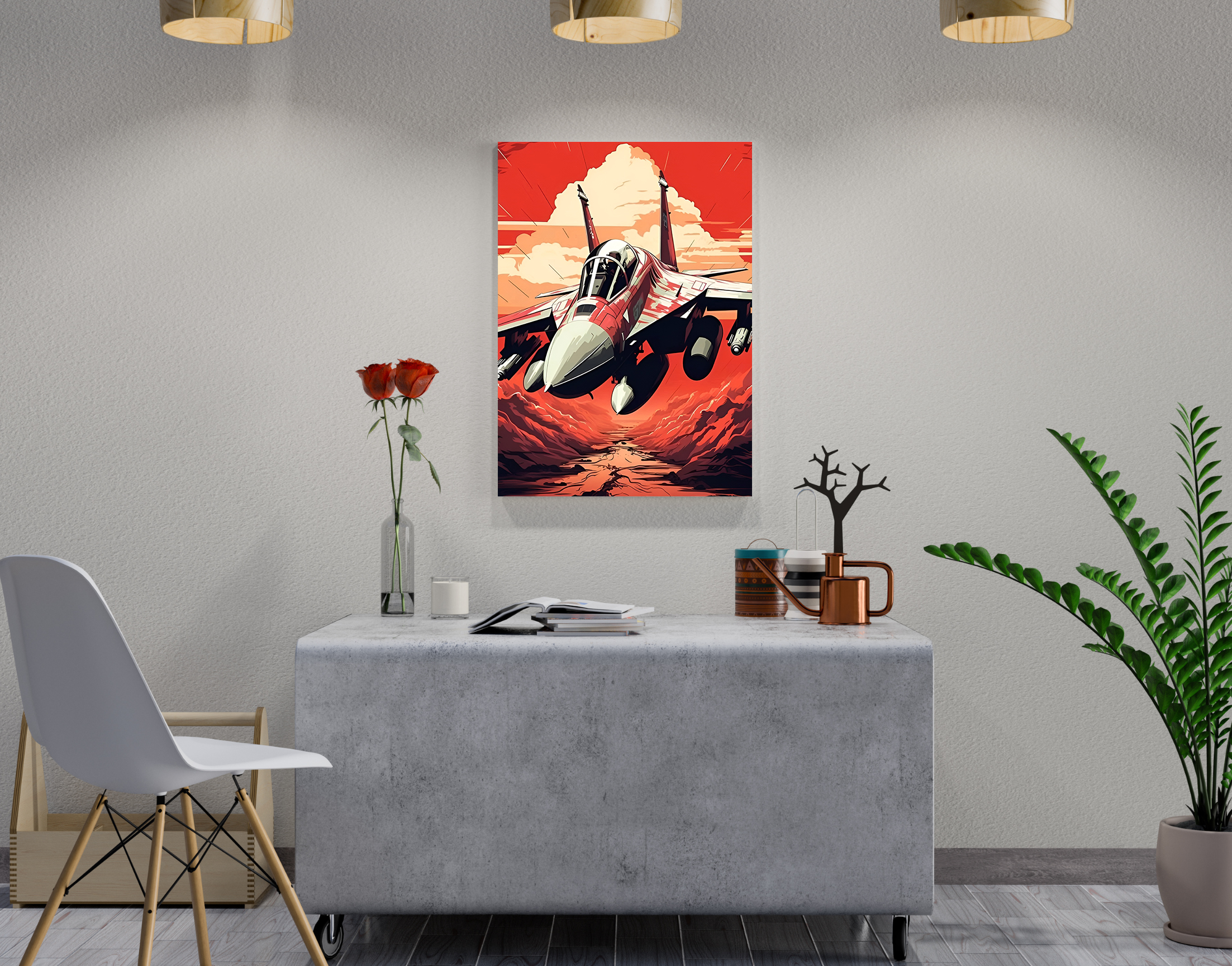 "Fighter Jet: Red Theme"- Shiny & Sturdy Metallic Poster Art That Pops & Sticks