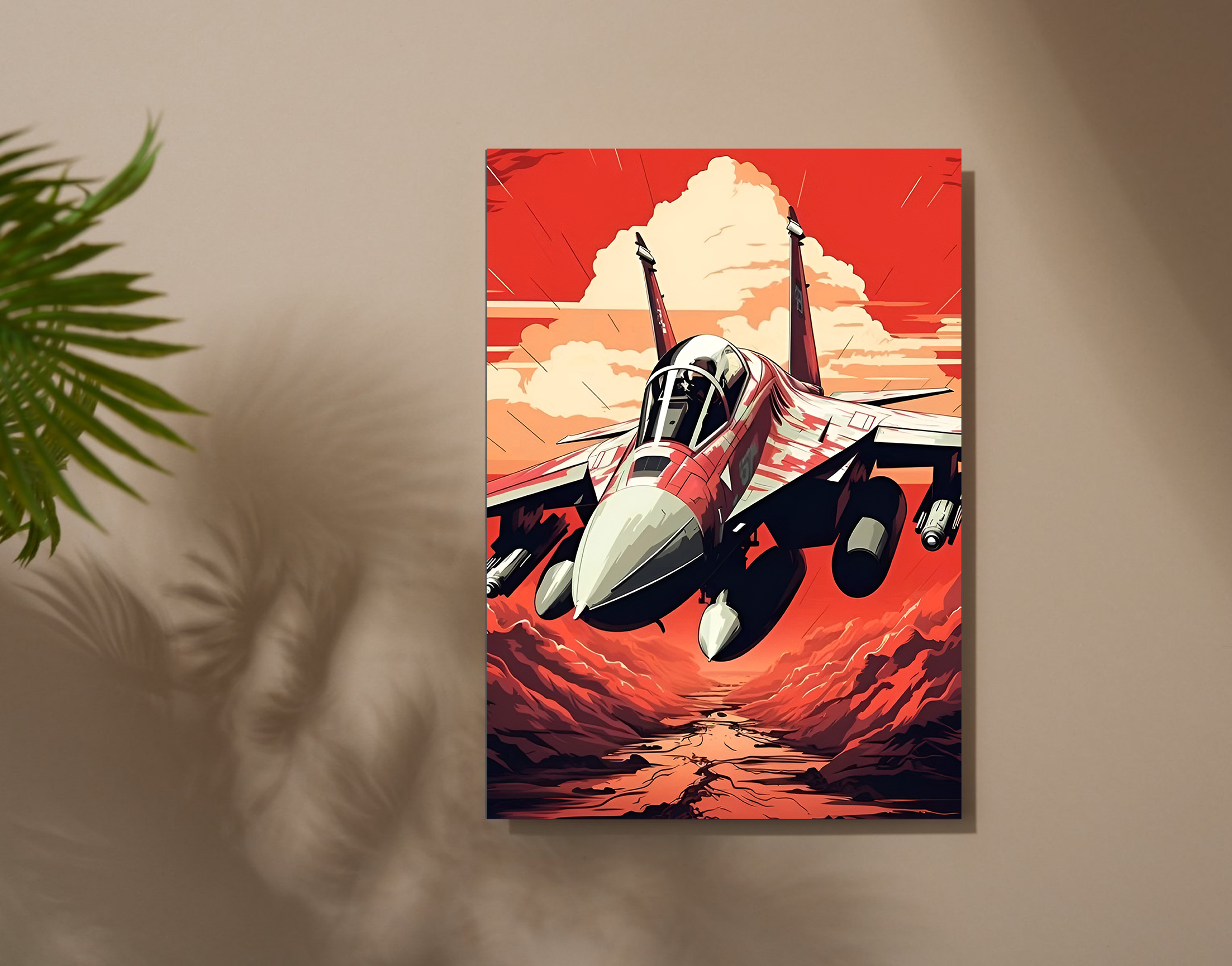 "Fighter Jet: Red Theme"- Shiny & Sturdy Metallic Poster Art That Pops & Sticks