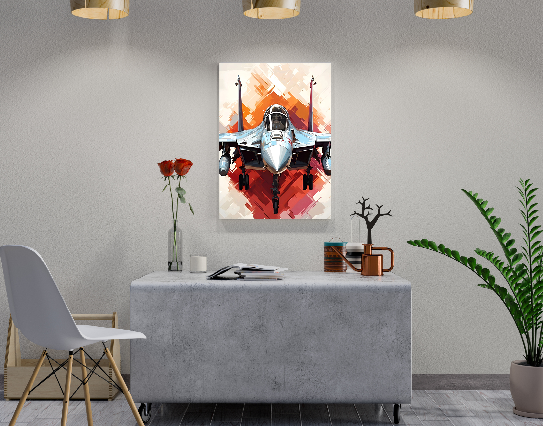 "Fighter Jet: Orange Theme"- Shiny & Sturdy Metallic Poster Art That Pops & Sticks