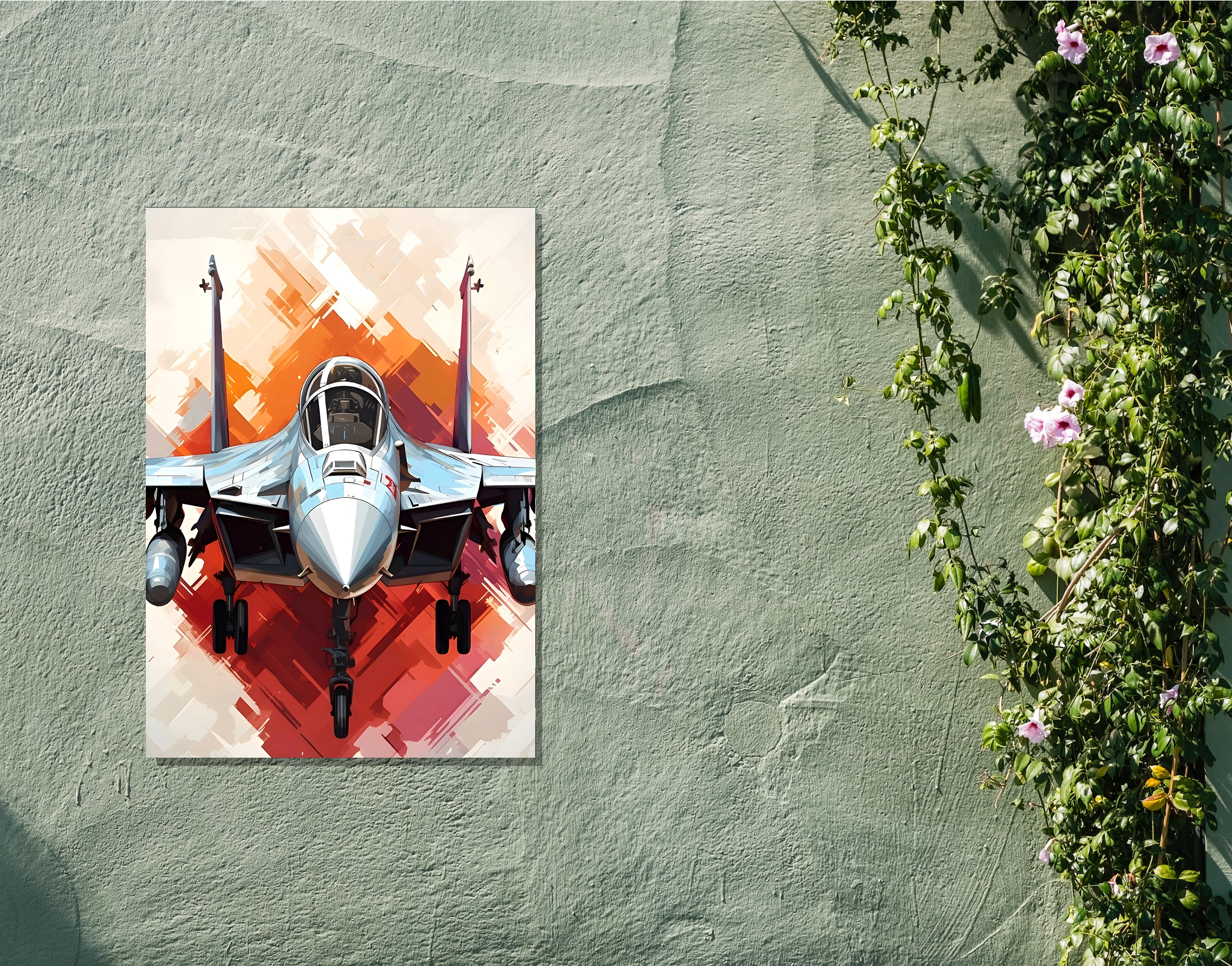 "Fighter Jet: Orange Theme"- Shiny & Sturdy Metallic Poster Art That Pops & Sticks