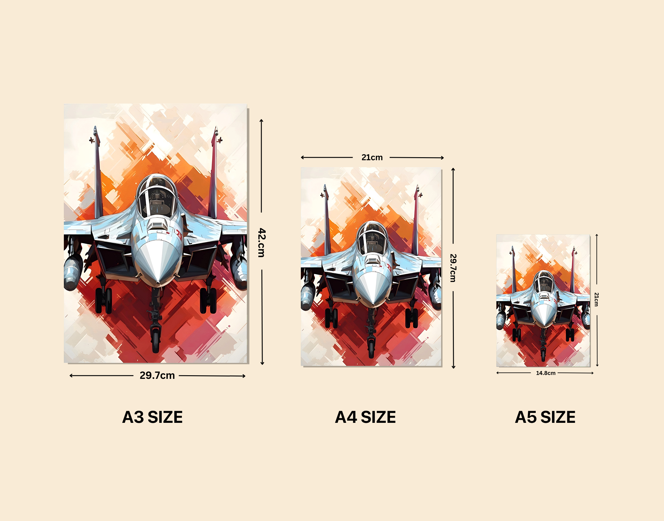 "Fighter Jet: Orange Theme"- Shiny & Sturdy Metallic Poster Art That Pops & Sticks