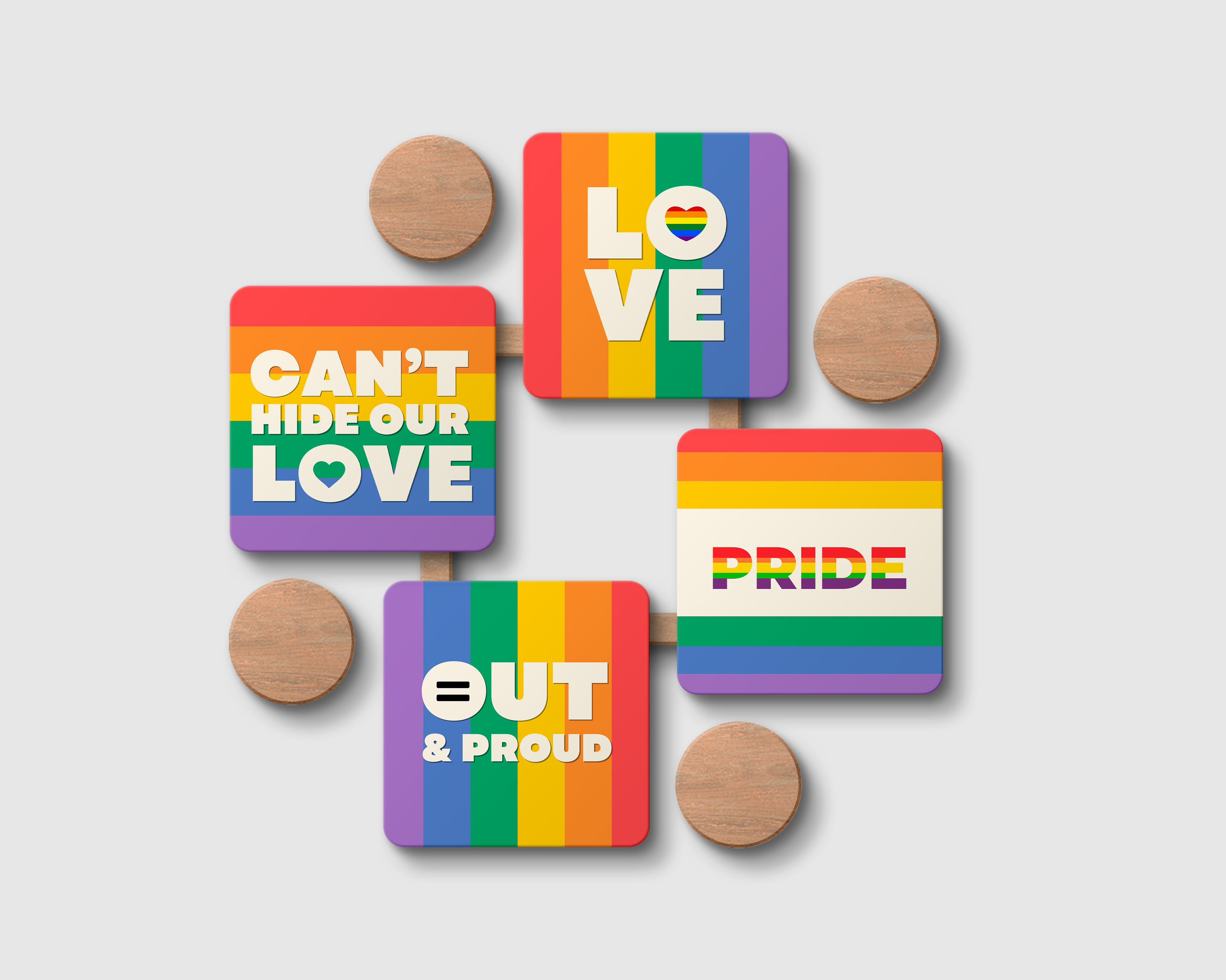 "LGBTQ+ SPECIAL COMBO" Set of 4 Poster, Coaster, Mousepad & Card Game- Fun Gift Set for Modern Romantics