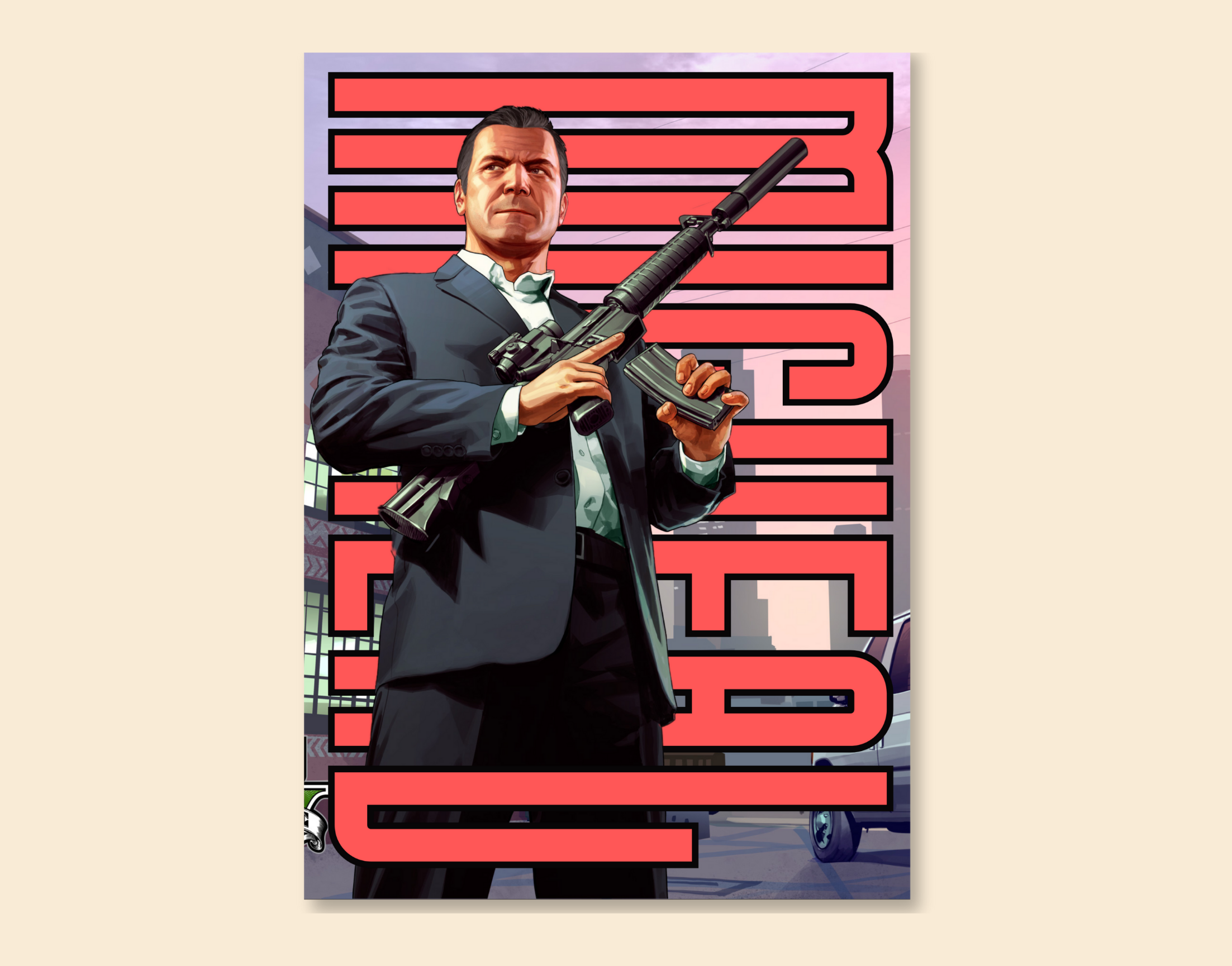 "Michael De Santa:GTA5"- Shiny & Sturdy Metallic Poster Art That Pops & Sticks (Literally!)