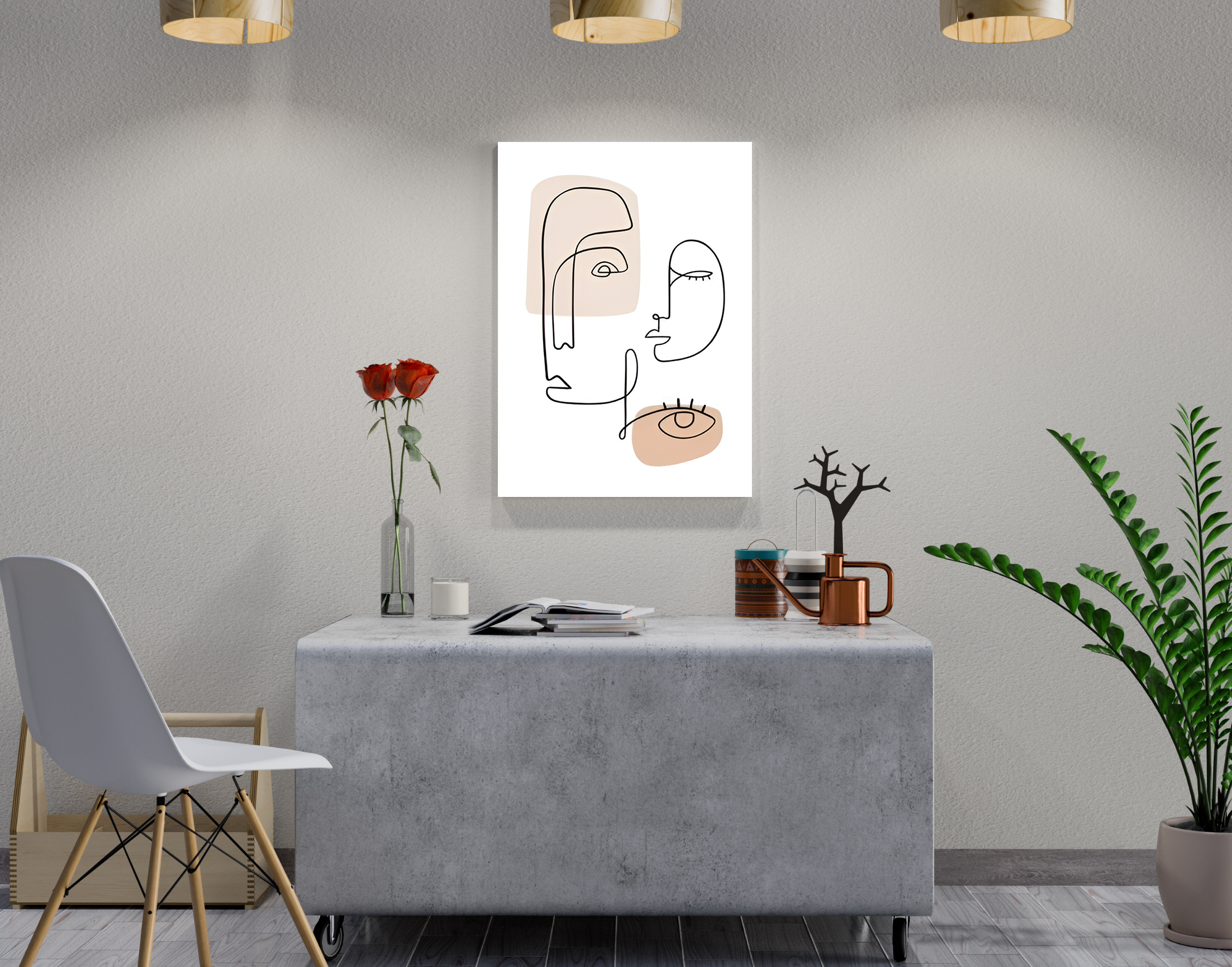"Human Face:Line Art"- Shiny & Sturdy Metallic Poster Art That Pops & Sticks