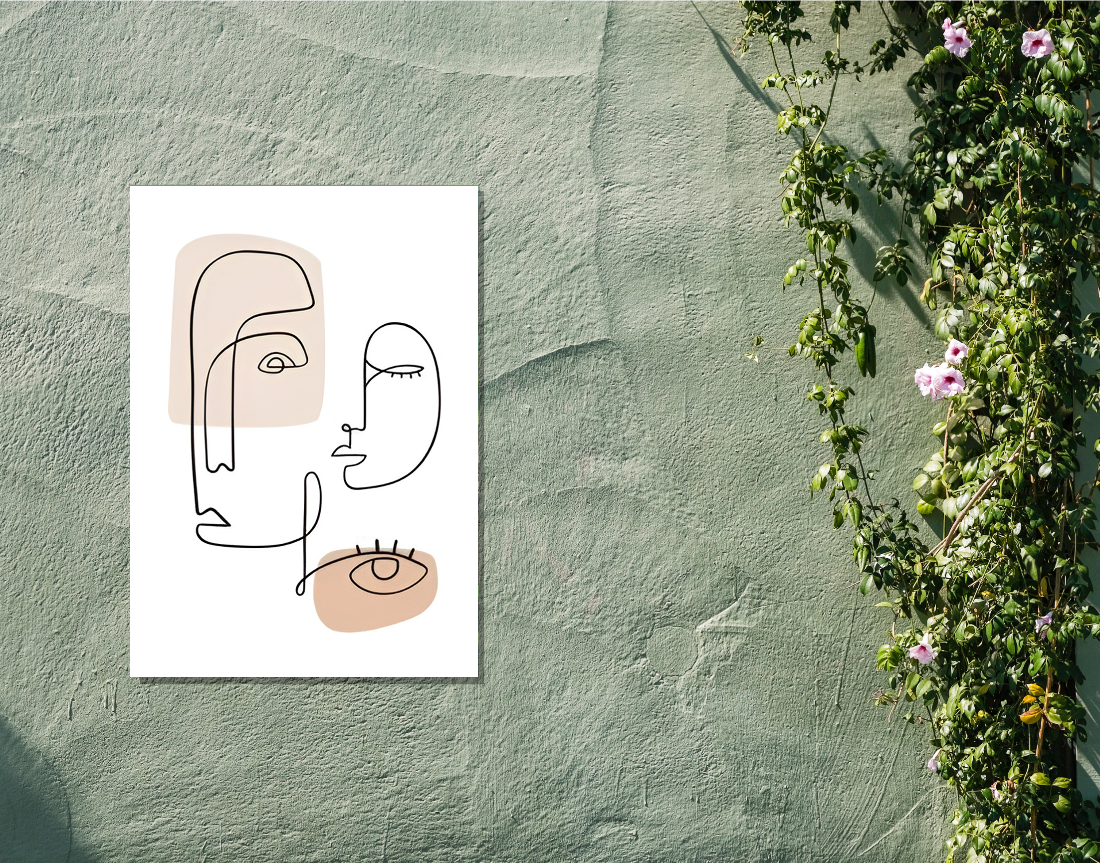 "Human Face:Line Art"- Shiny & Sturdy Metallic Poster Art That Pops & Sticks