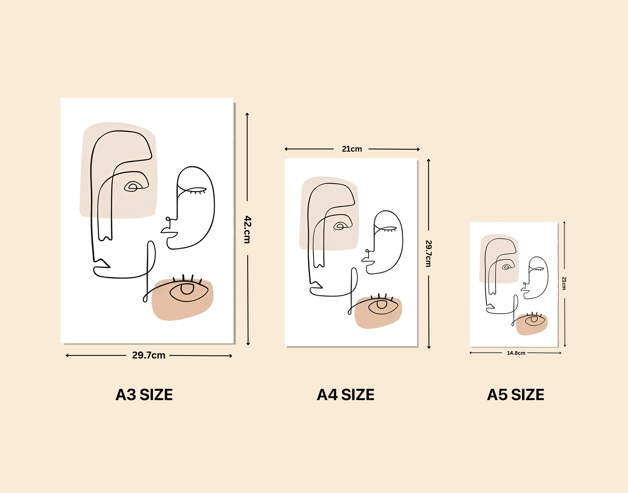 "Human Face:Line Art"- Shiny & Sturdy Metallic Poster Art That Pops & Sticks