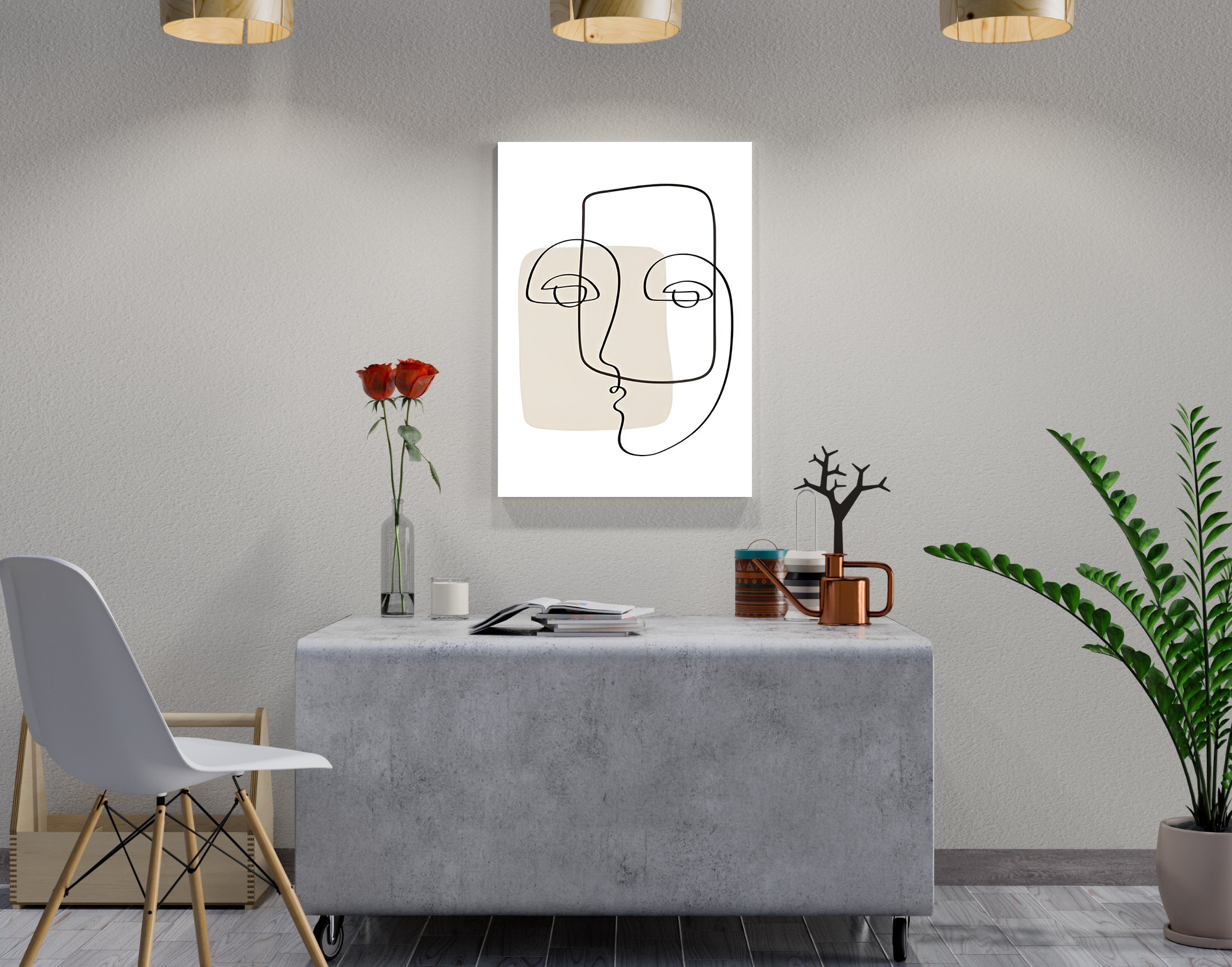 "Line Art: Face"- Shiny & Sturdy Metallic Poster Art That Pops & Sticks