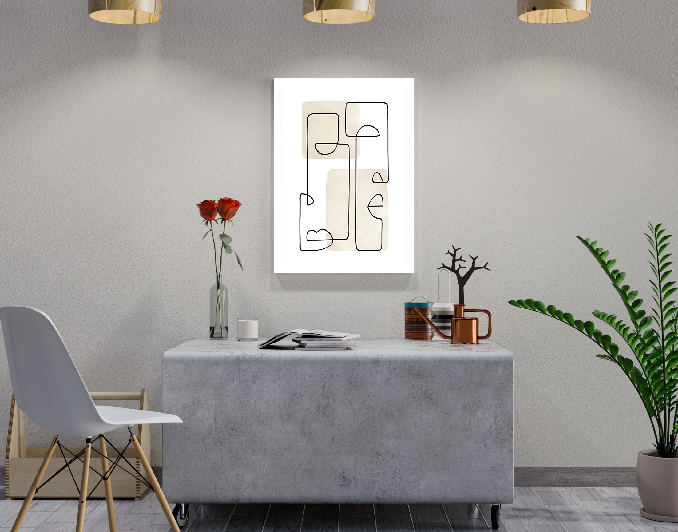 "Line Art: Abstract"- Shiny & Sturdy Metallic Poster Art That Pops & Sticks