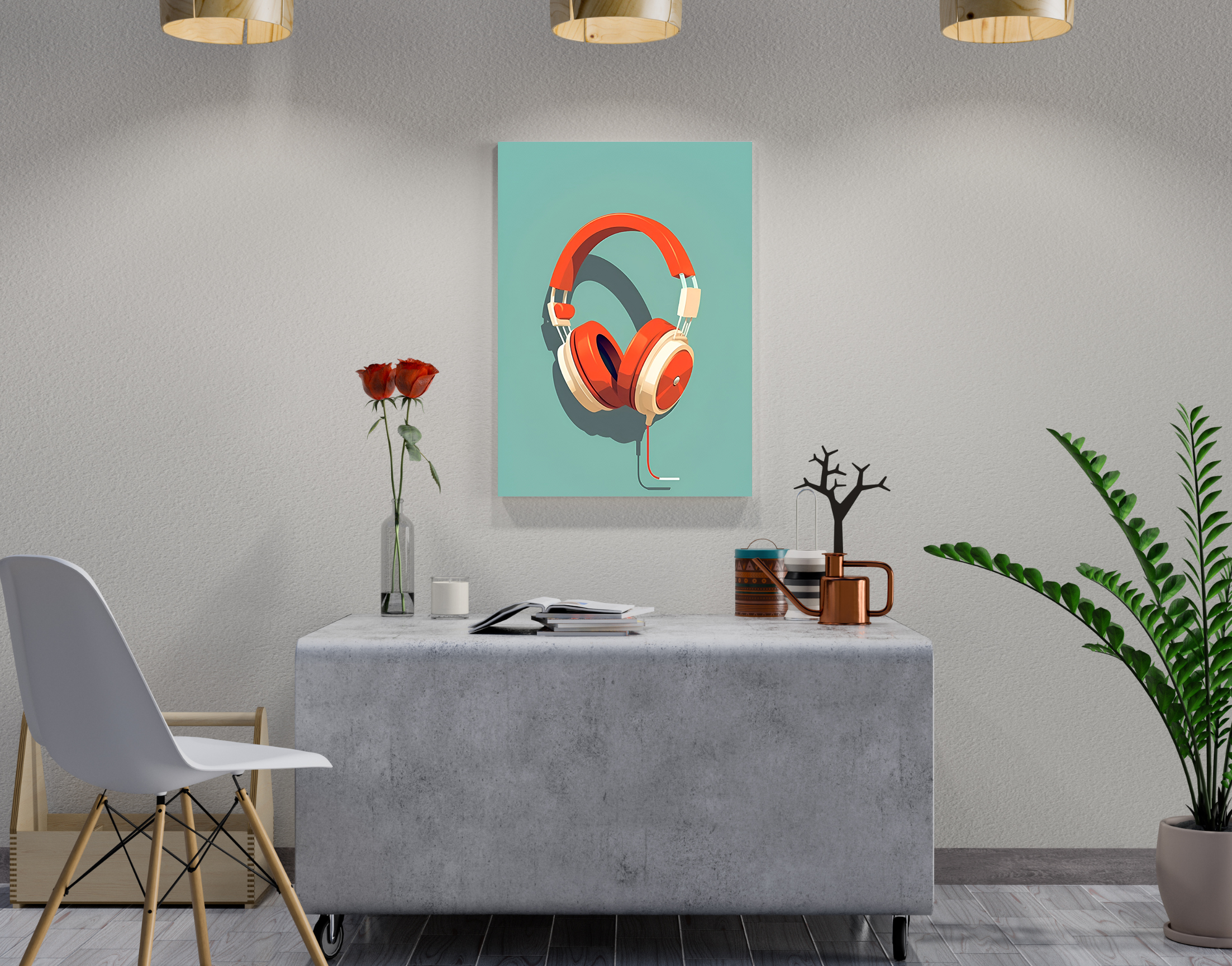 "Headset Musical: Vector Image"- Shiny & Sturdy Metallic Poster Art That Pops & Sticks