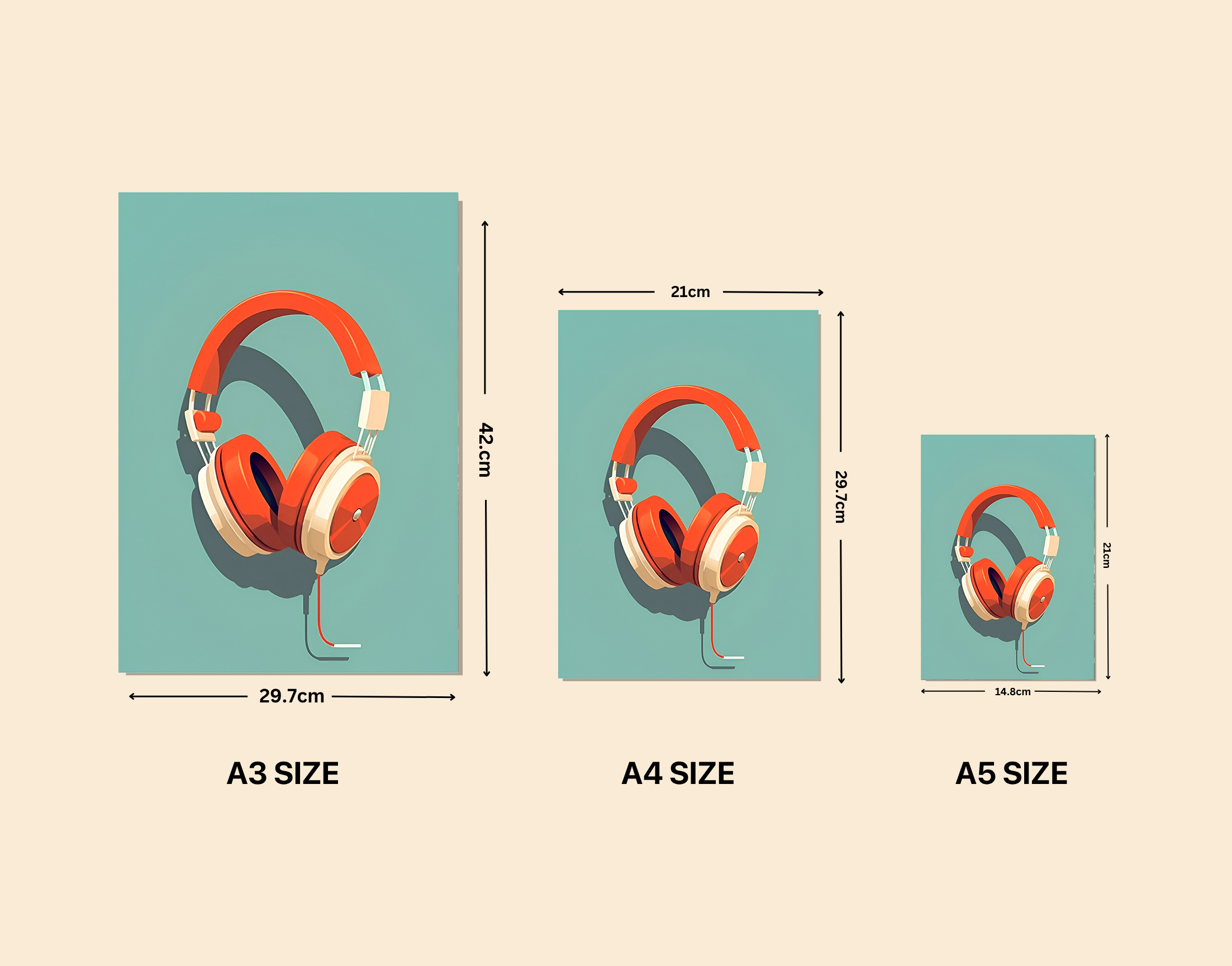 "Headset Musical: Vector Image"- Shiny & Sturdy Metallic Poster Art That Pops & Sticks