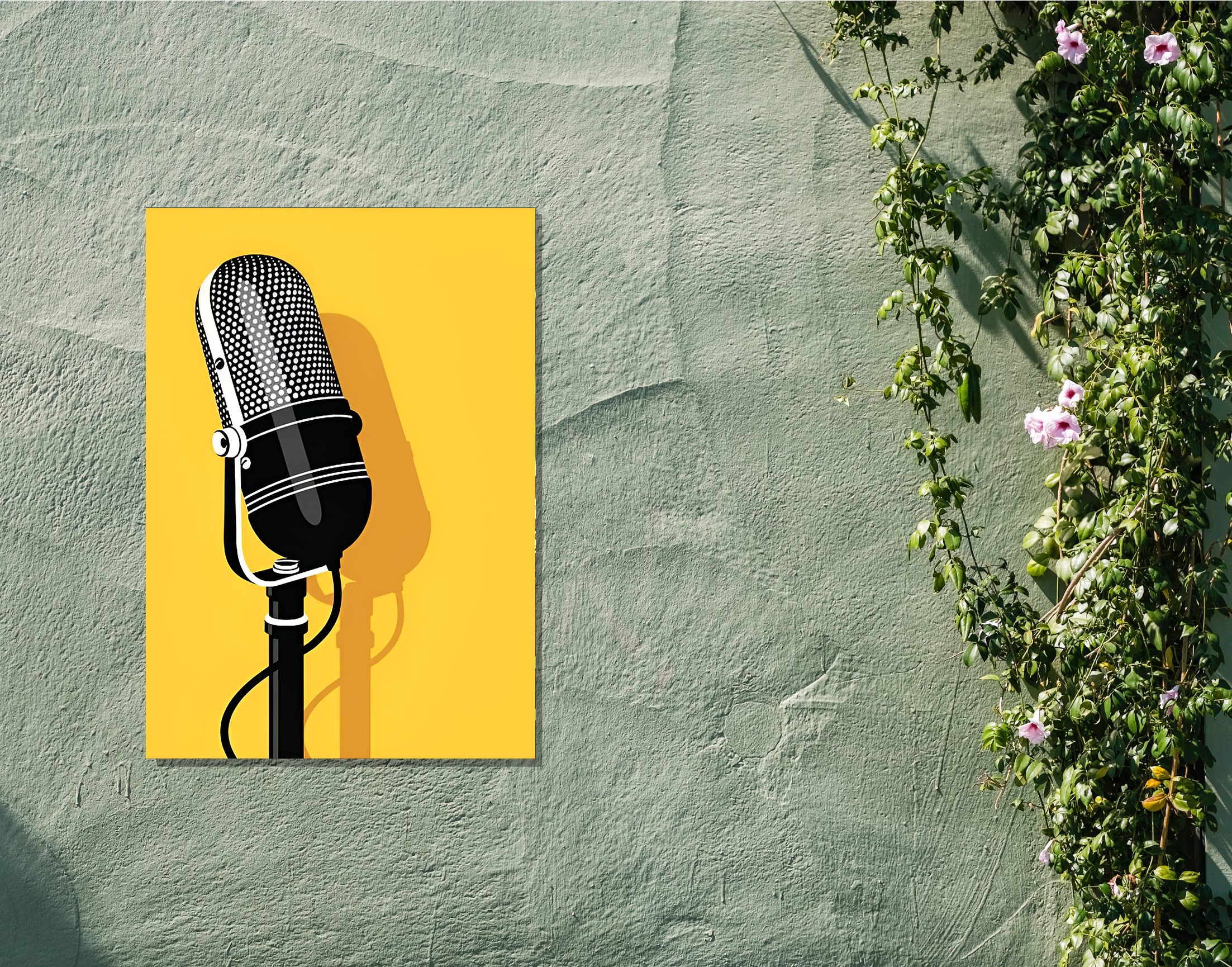 "Mic Musical: Vector Image"- Shiny & Sturdy Metallic Poster Art That Pops & Sticks